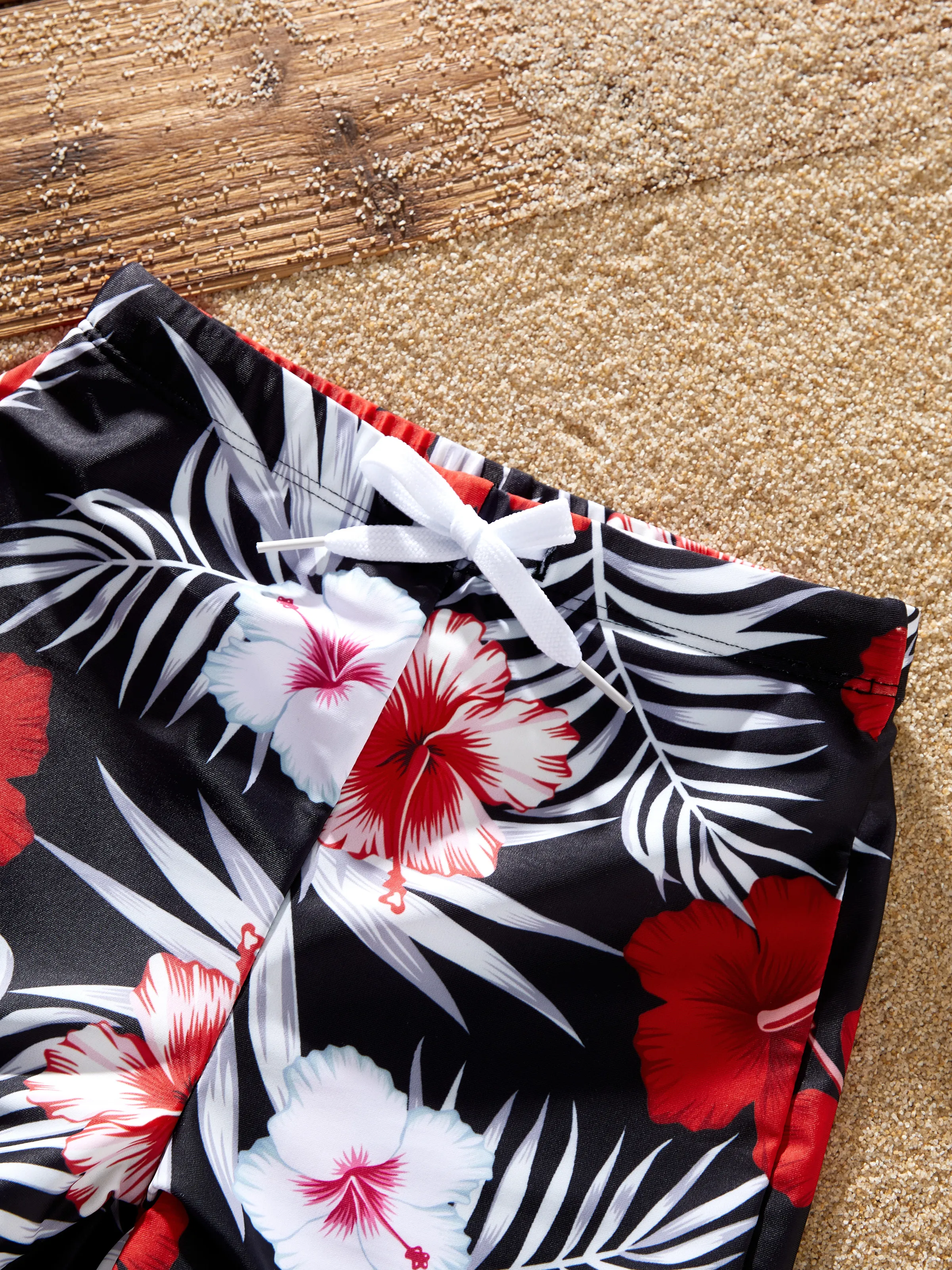 Family Matching Tropical Floral Swim Trunk or 2 Pieces Halter Swimsuit Black - Image 14