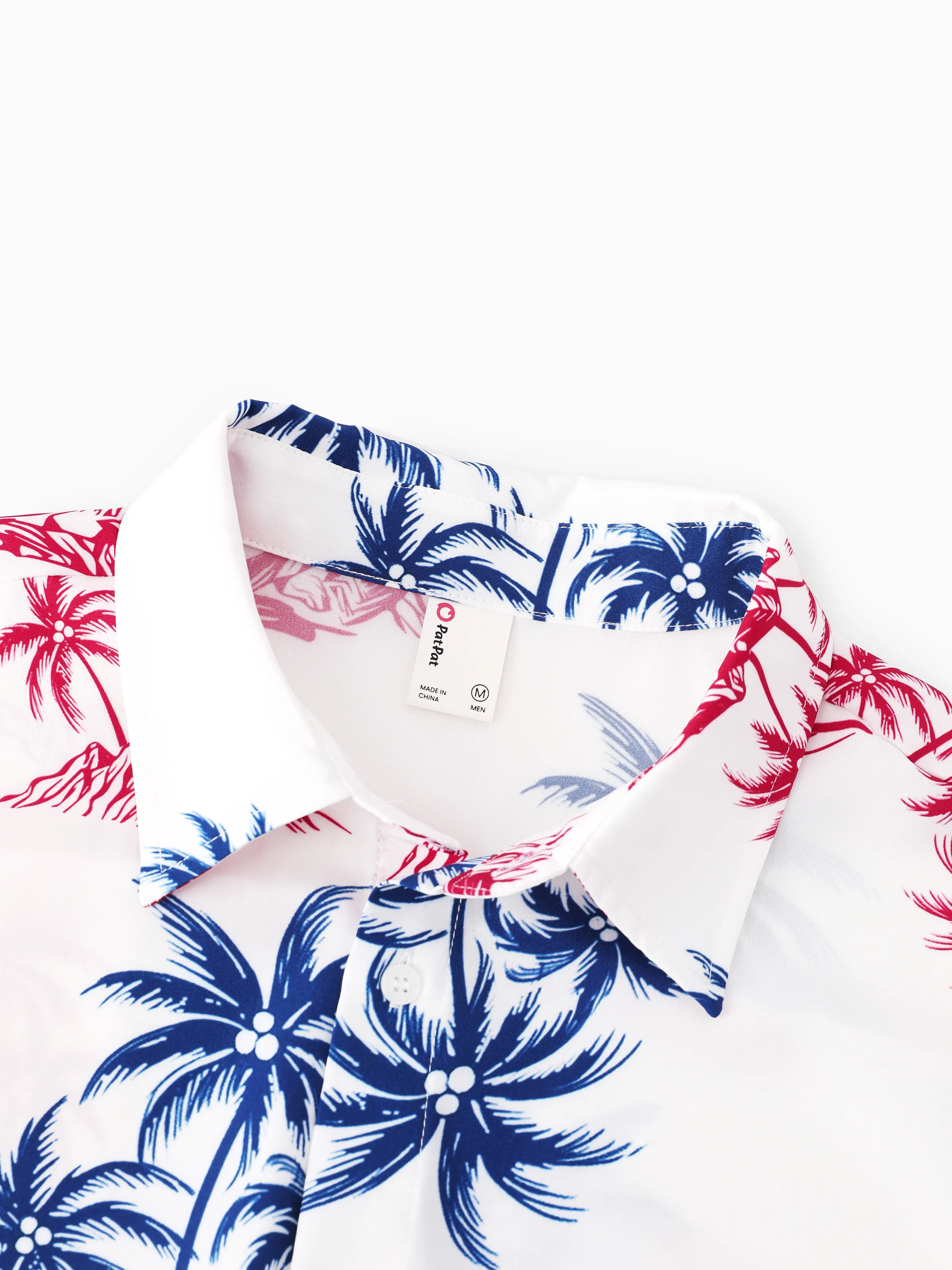 Independence Day Matching Family Outfits Red & Blue Palm Tree Print Hawaiian Vacation Clothes Summer Beach Shirt & Dress Set Multi-color - Image 33