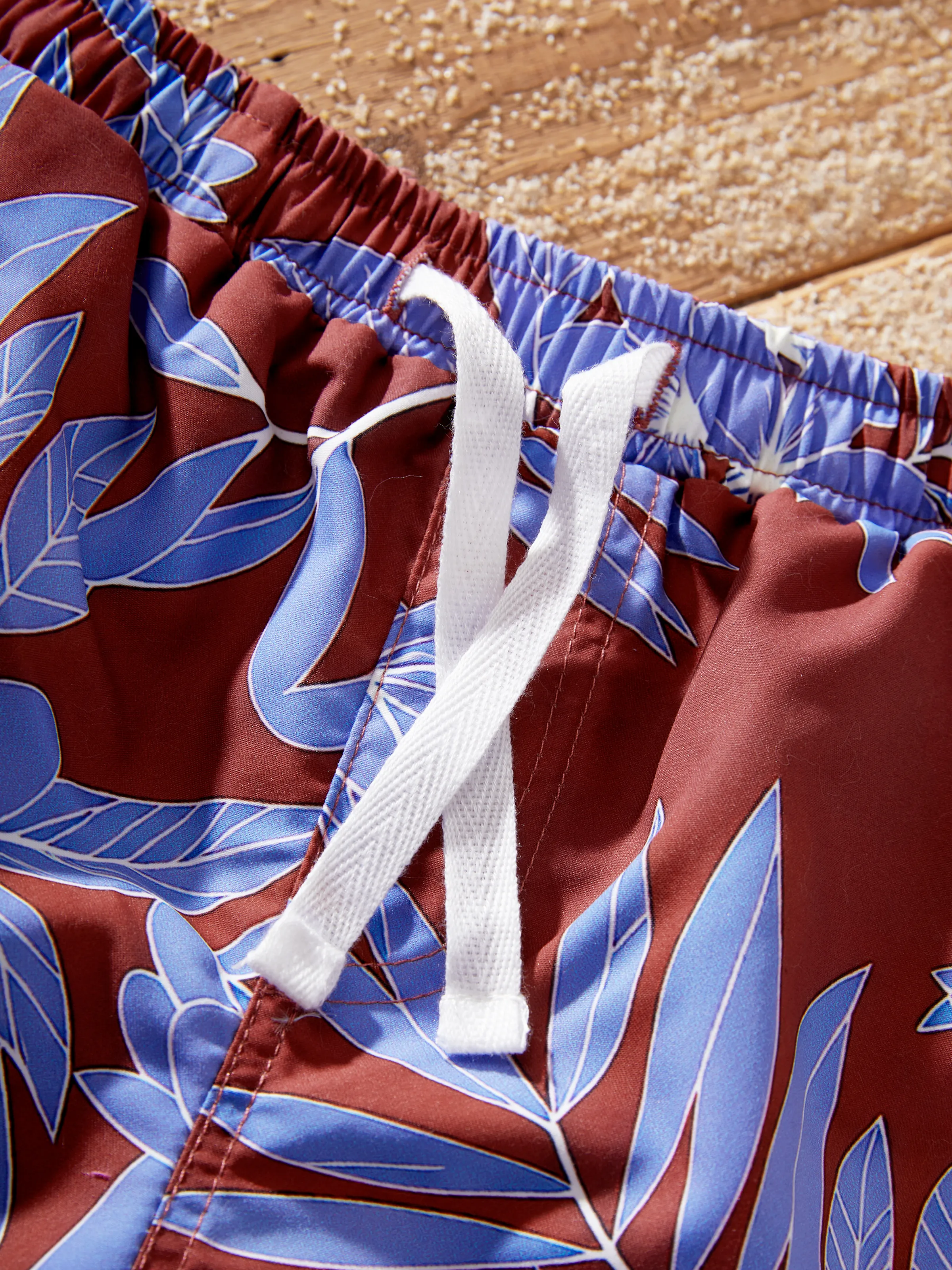 Family Matching Tropical Leaf Print Swimsuits Cutout One-Piece & Swim Trunks Set Multi-color - Image 6