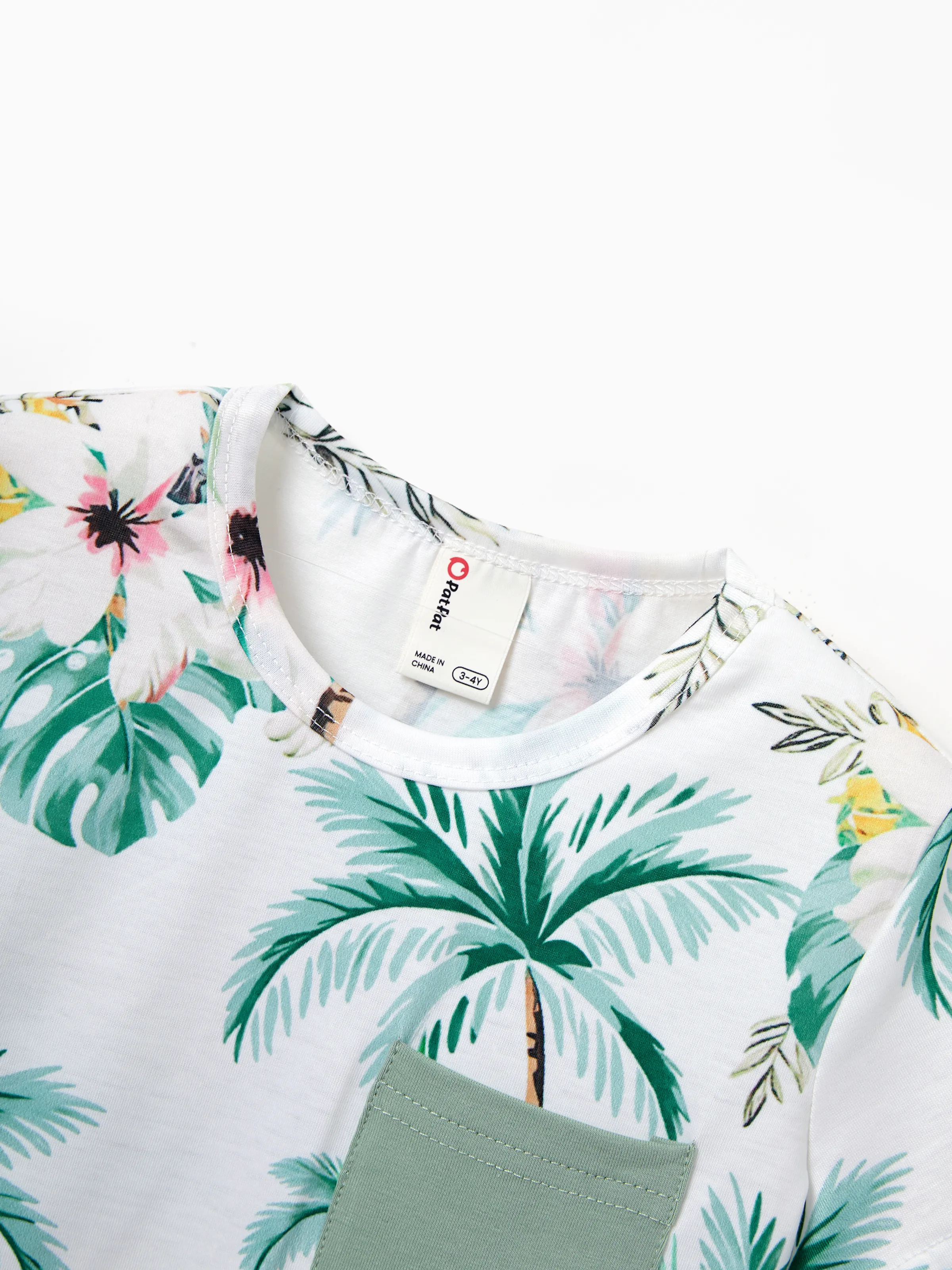 Family Matching Tropical Print Outfits Mommy & Me Tank Dress & Dad/Kids Cotton T-Shirt Set
 Green - Image 26