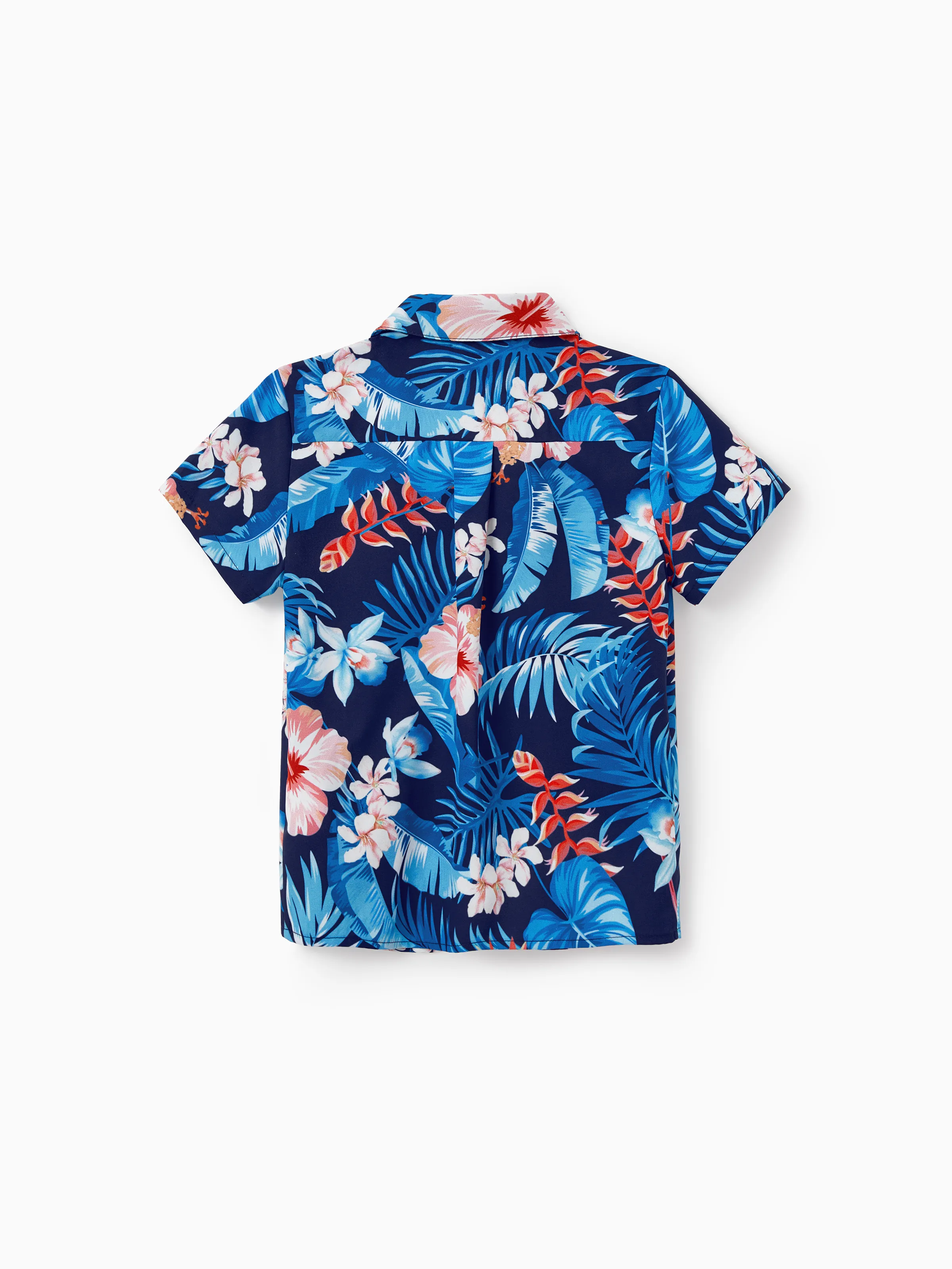 Family Matching Vacation Set Tropical Floral Print Shirt or Halter Dresses for Dad, Mom, Kids & Baby, Perfect for Summer Holidays & Family Photos Deep Blue - Image 21