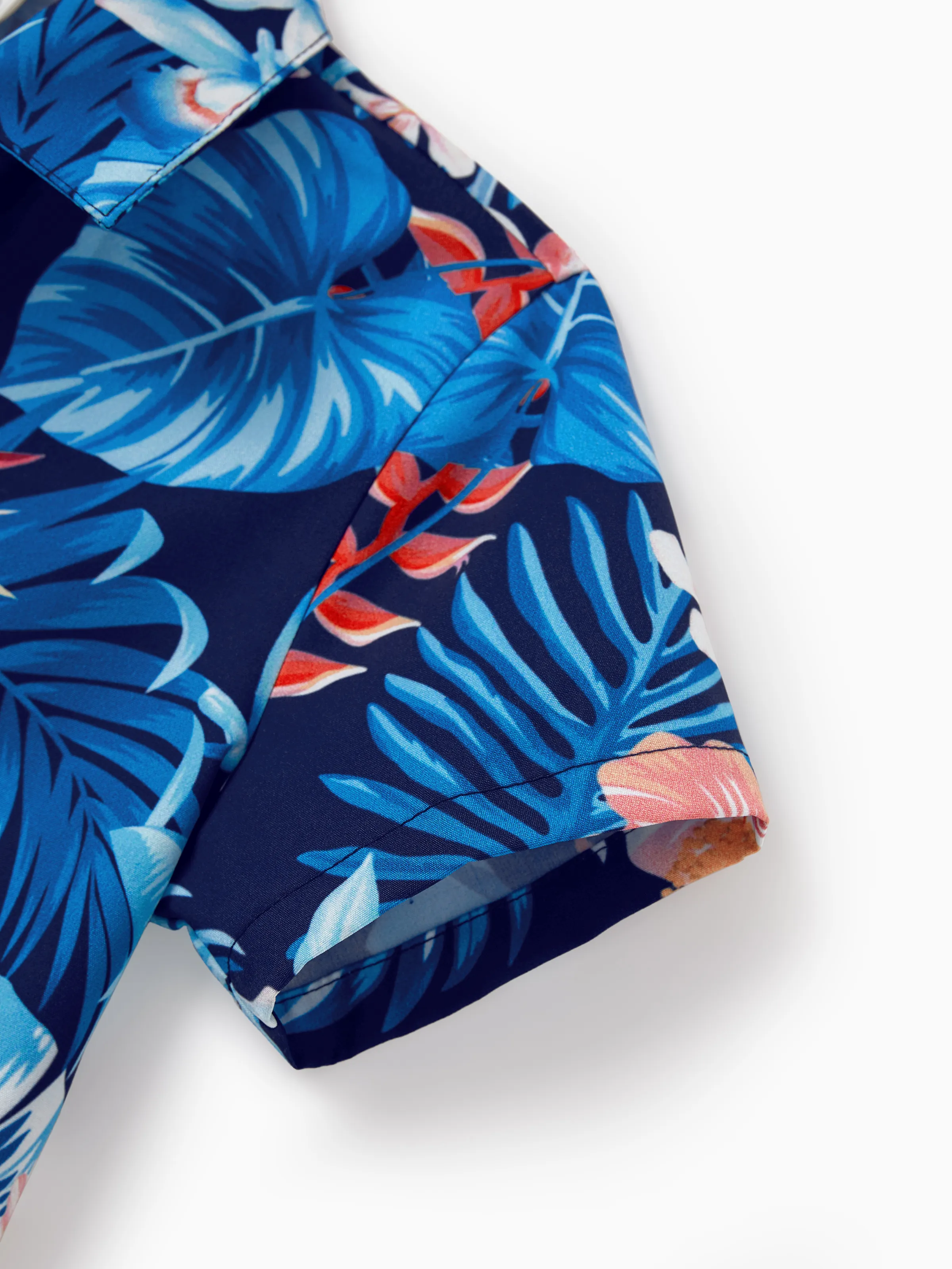 Family Matching Vacation Set Tropical Floral Print Shirt or Halter Dresses for Dad, Mom, Kids & Baby, Perfect for Summer Holidays & Family Photos Deep Blue - Image 23