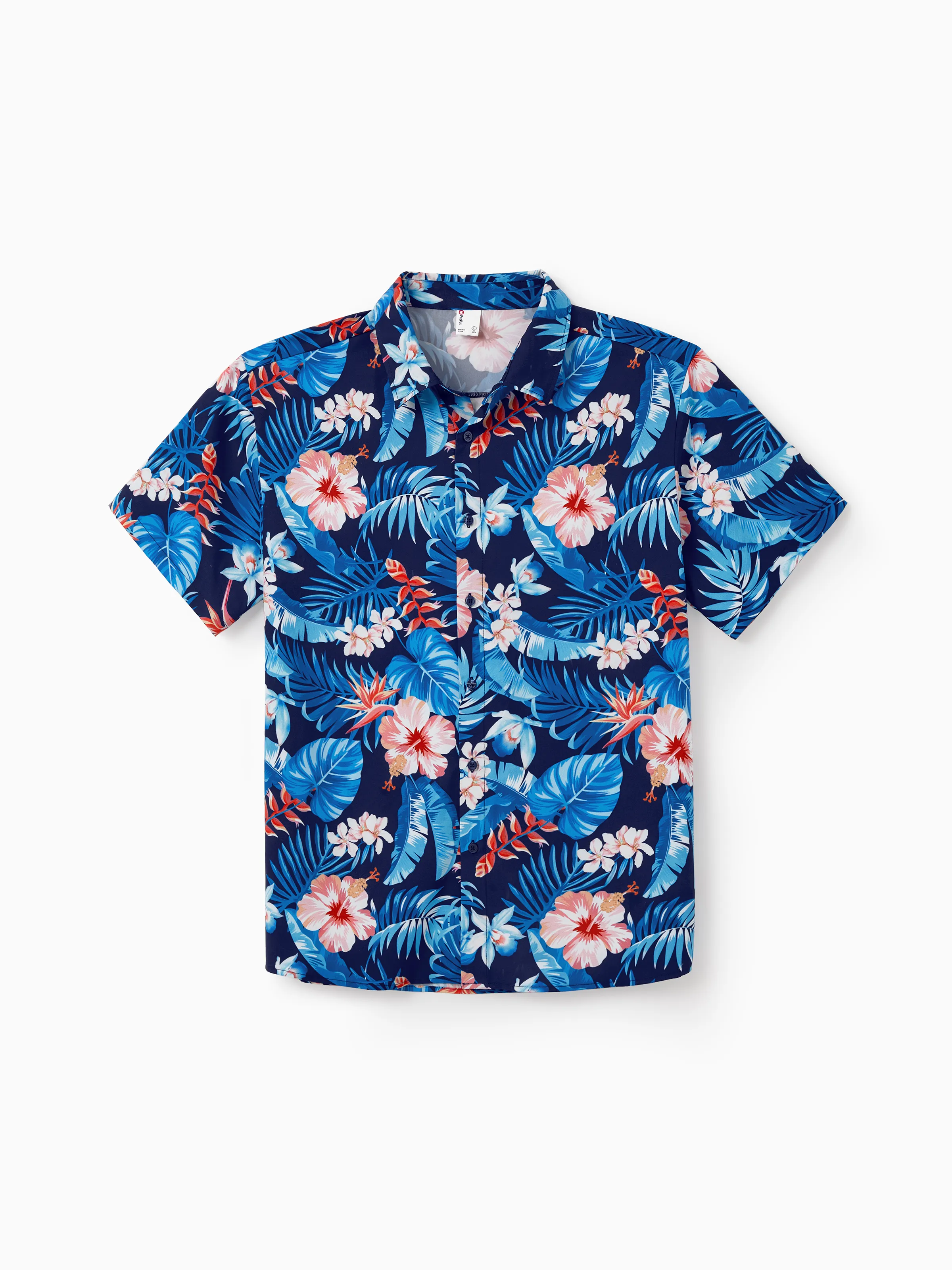 Family Matching Vacation Set Tropical Floral Print Shirt or Halter Dresses for Dad, Mom, Kids & Baby, Perfect for Summer Holidays & Family Photos Deep Blue - Image 25
