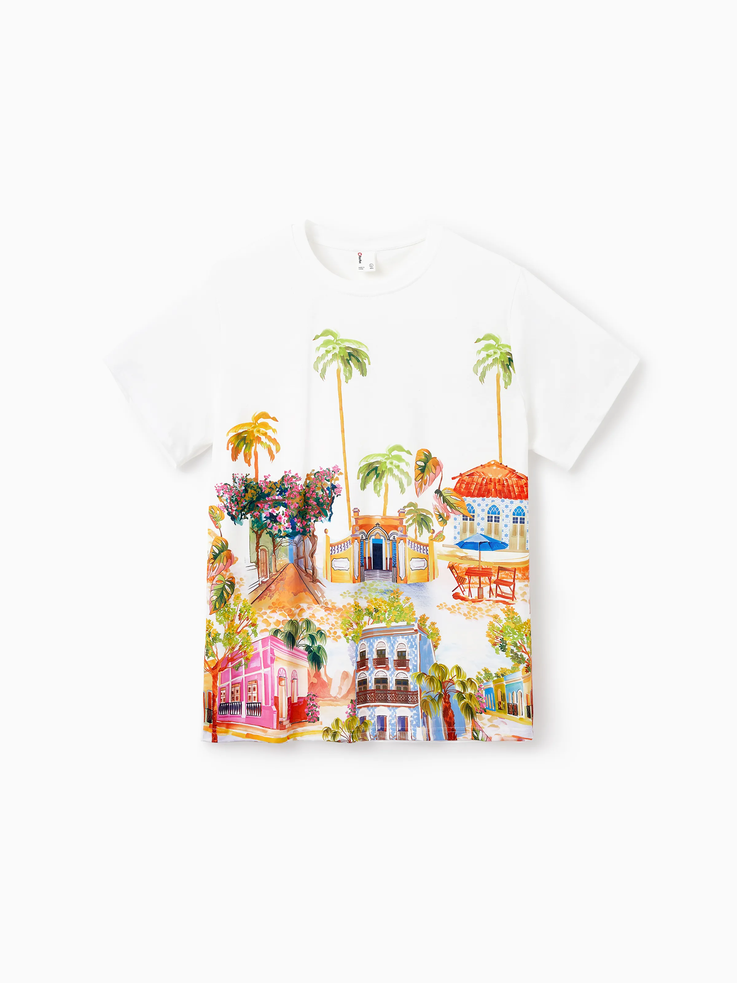 Family Matching Vacation Set Tropical Pineapple Coconut Tree Print Short-sleeve T-shirt or Hollow out Strap Dress for Summer Vacation  White - Image 26