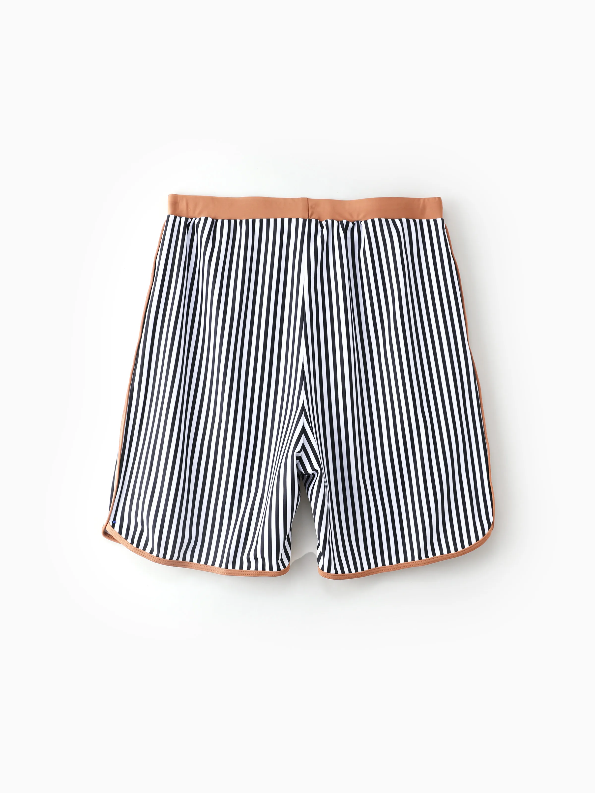 Family Matching Vertical Stripe Drawstring Swim Drunks or Besties Printed Crop Tank Bikini Khaki - Image 17