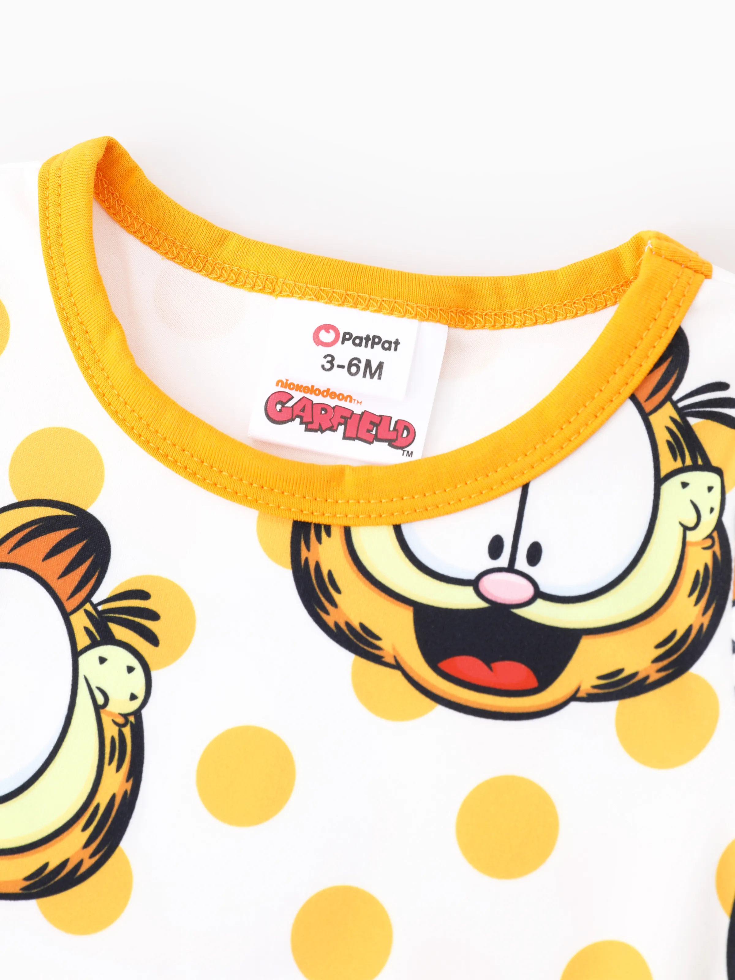Garfield Baby Boy/Girl 2pcs Polka Dot Long-sleeve Jumpsuit with Drool Bibs Set
 Yellow - Image 3