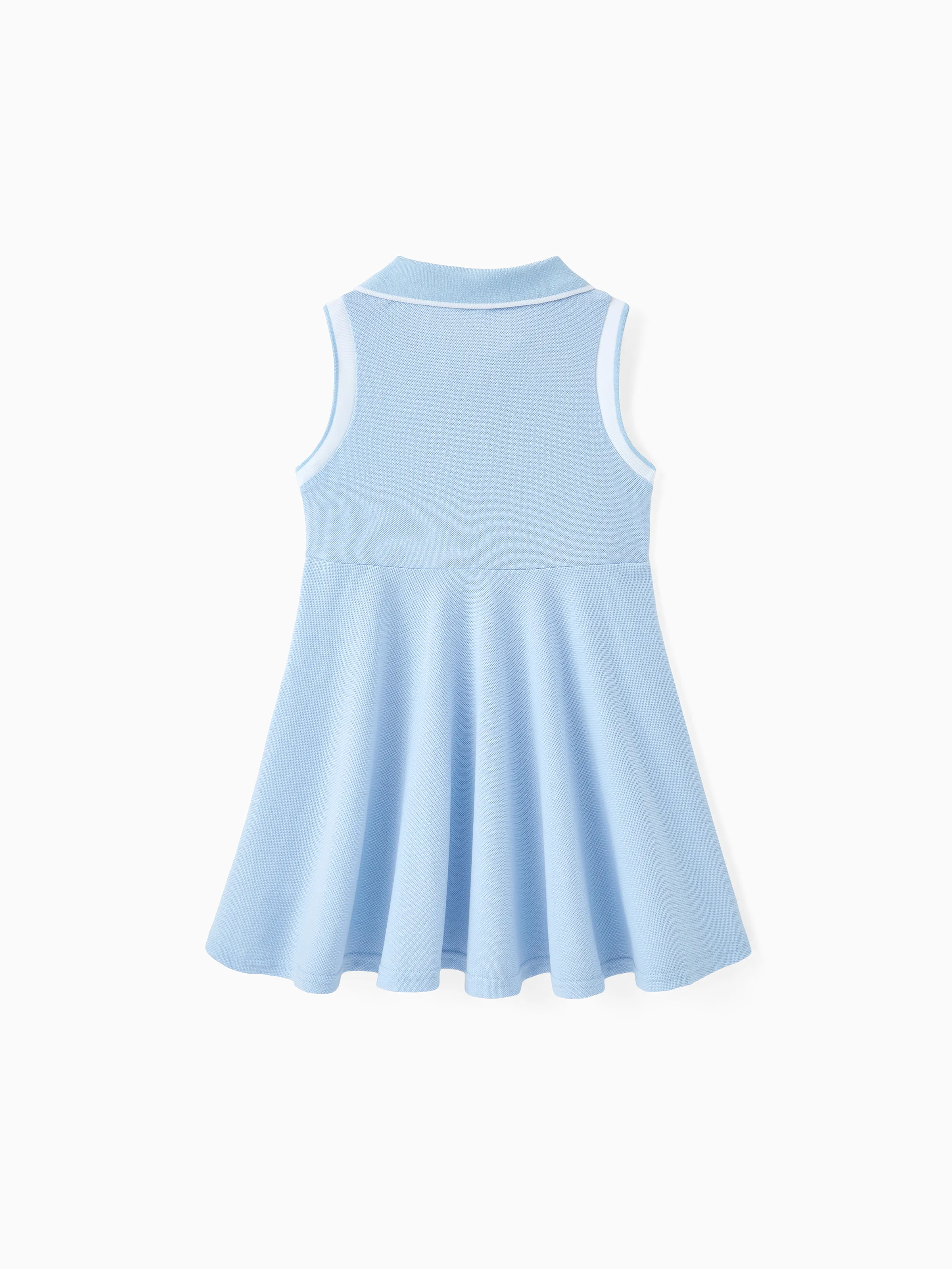 Girl's Casual Solid Color Dress - Shirt Collar, Polyester-Spandex Fabric, 1 Piece Light Blue - Image 3