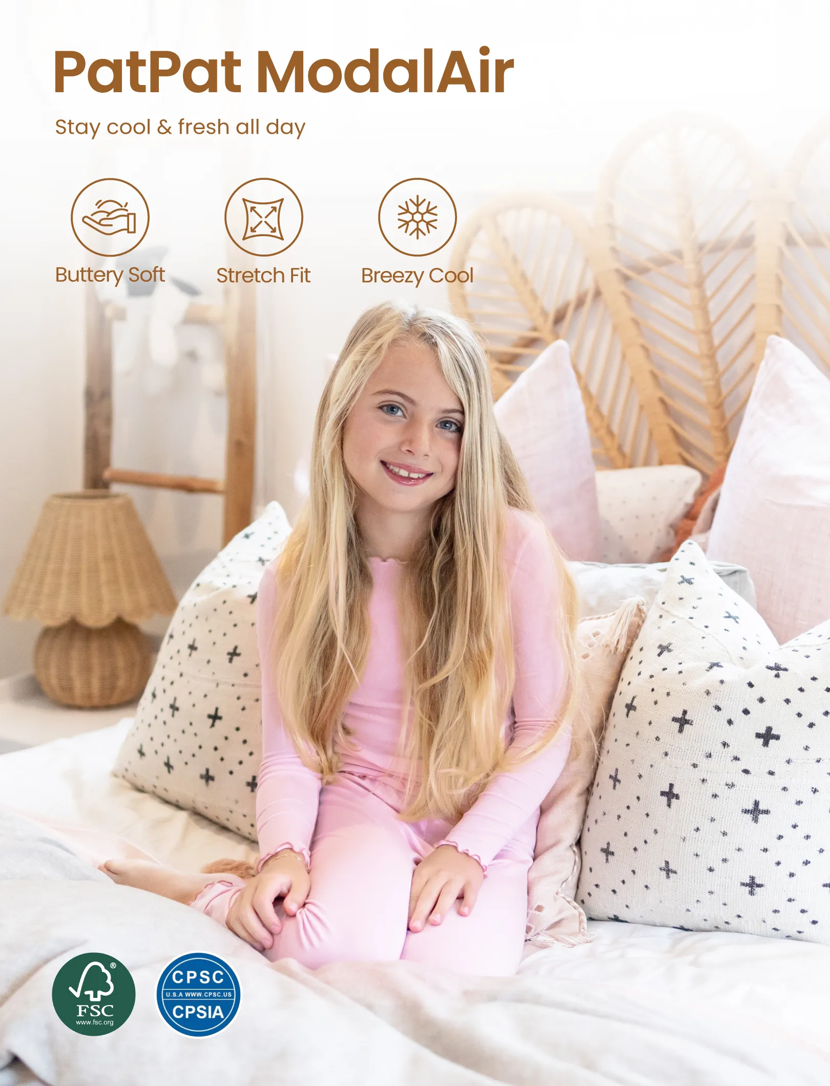 Halloween Pajama Set 2-piece Modal Pajamas With Childlike Print for Toddler / Kids ( Snug-Fitting ) Pink - Image 3