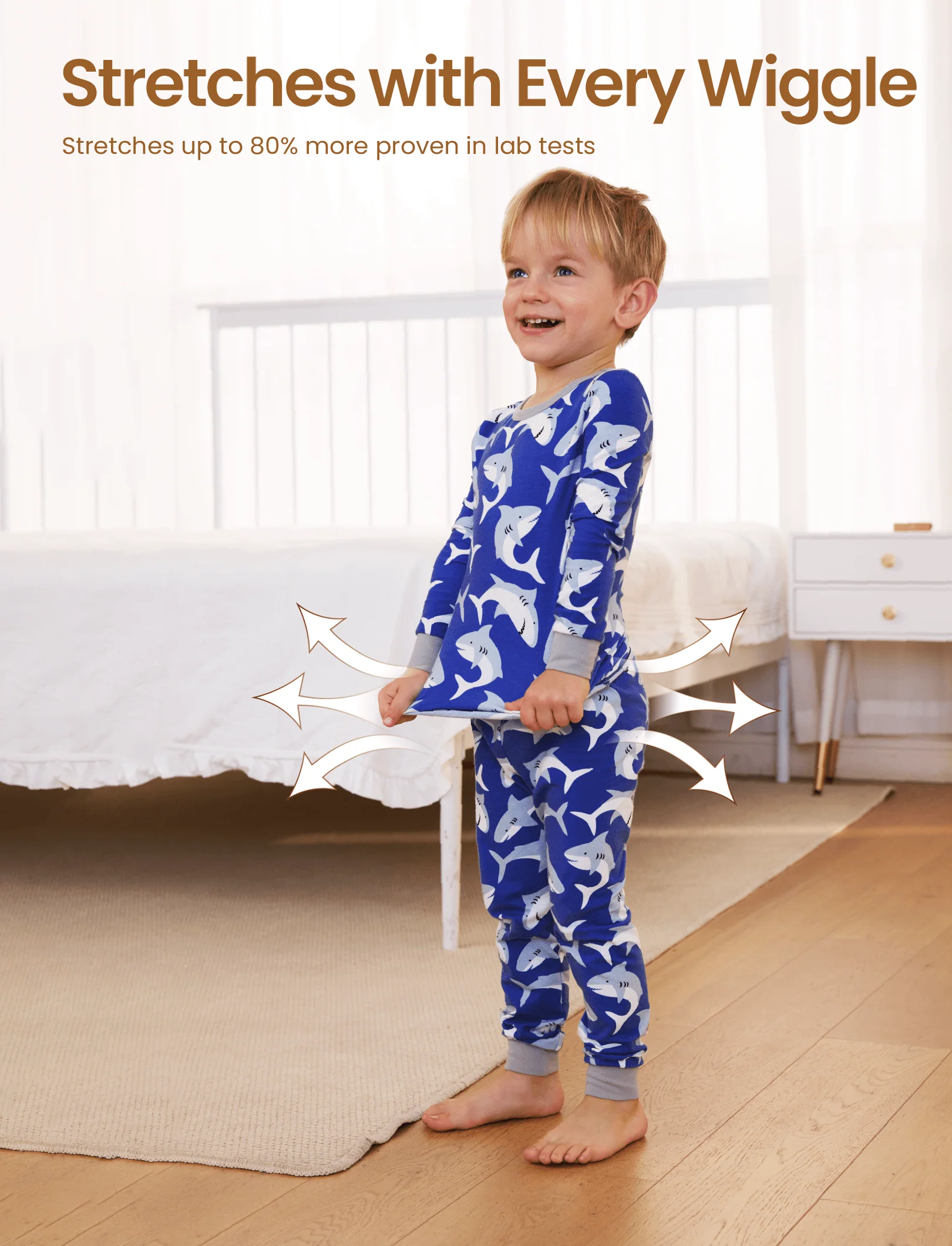 Halloween Pajamas Set with Childlike Print 2-piece Snug fit Organic Cotton Pajamas for Toddler / Kids Girls / Boys Deep Blue - Image 4