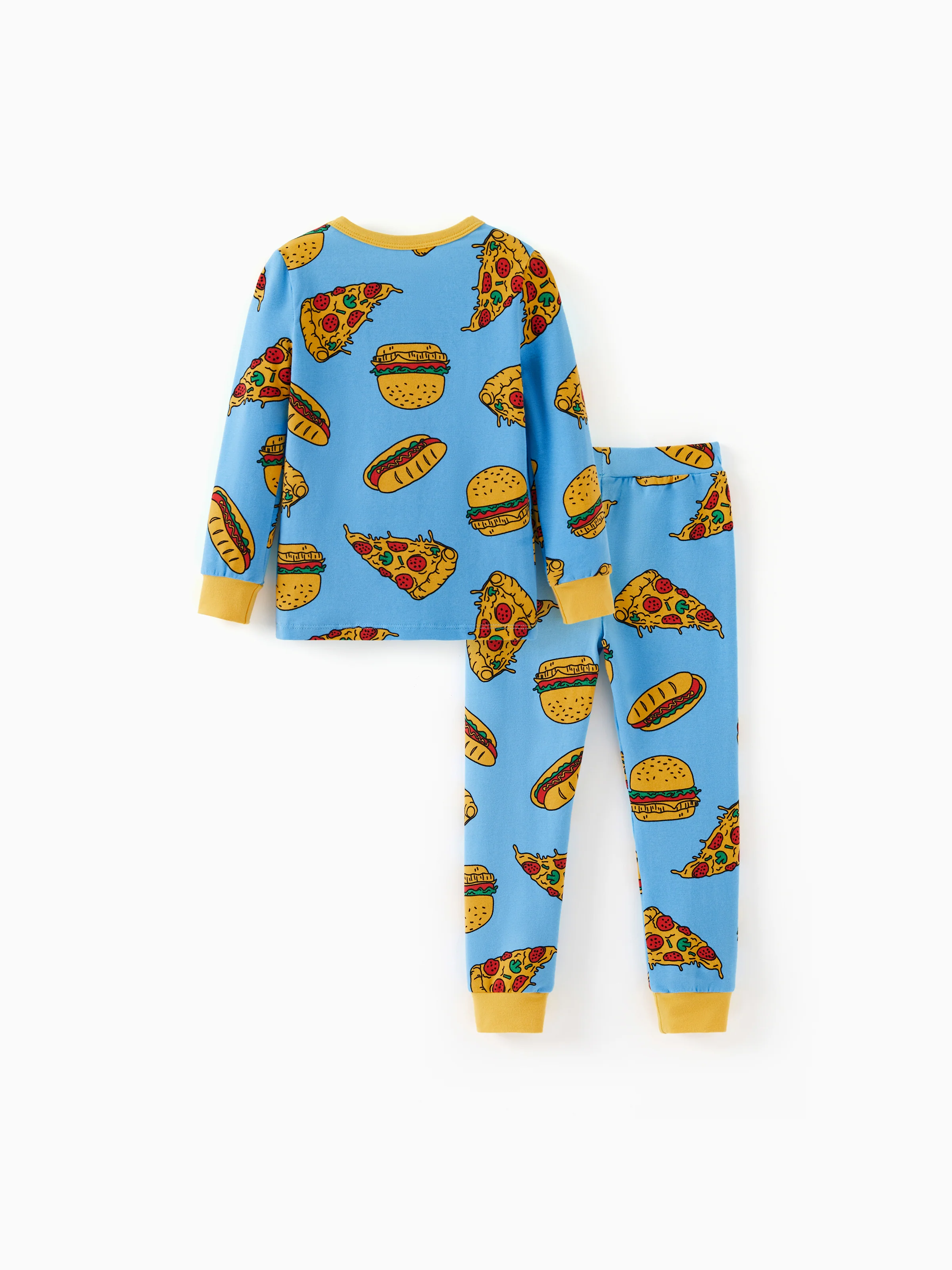 Halloween Pajamas Set with Childlike Print 2-piece Snug fit Organic Cotton Pajamas for Toddler / Kids Girls / Boys Light Blue - Image 5