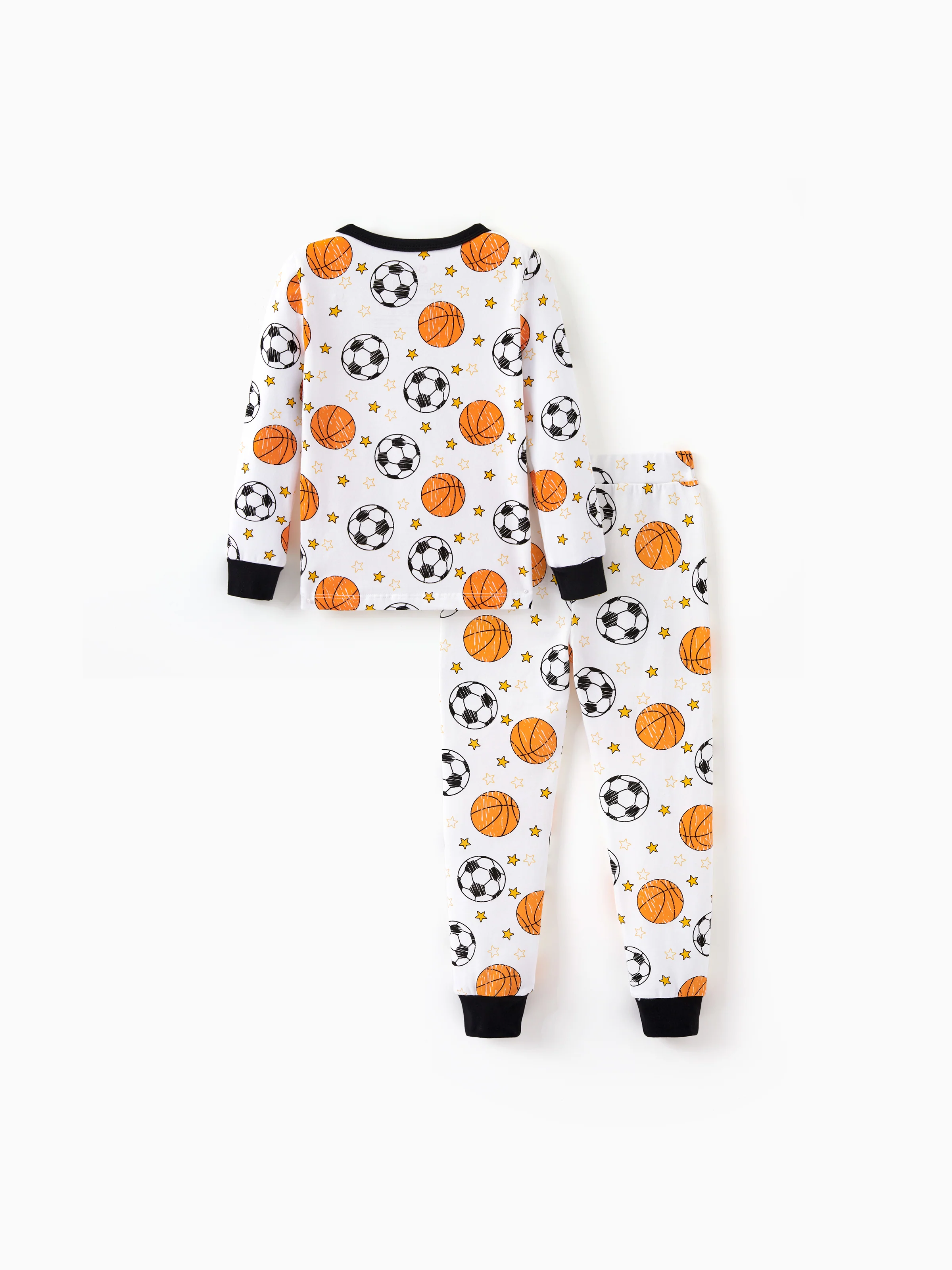 Halloween Pajamas Set with Childlike Print 2-piece Snug fit Organic Cotton Pajamas for Toddler / Kids Girls / Boys White - Image 5