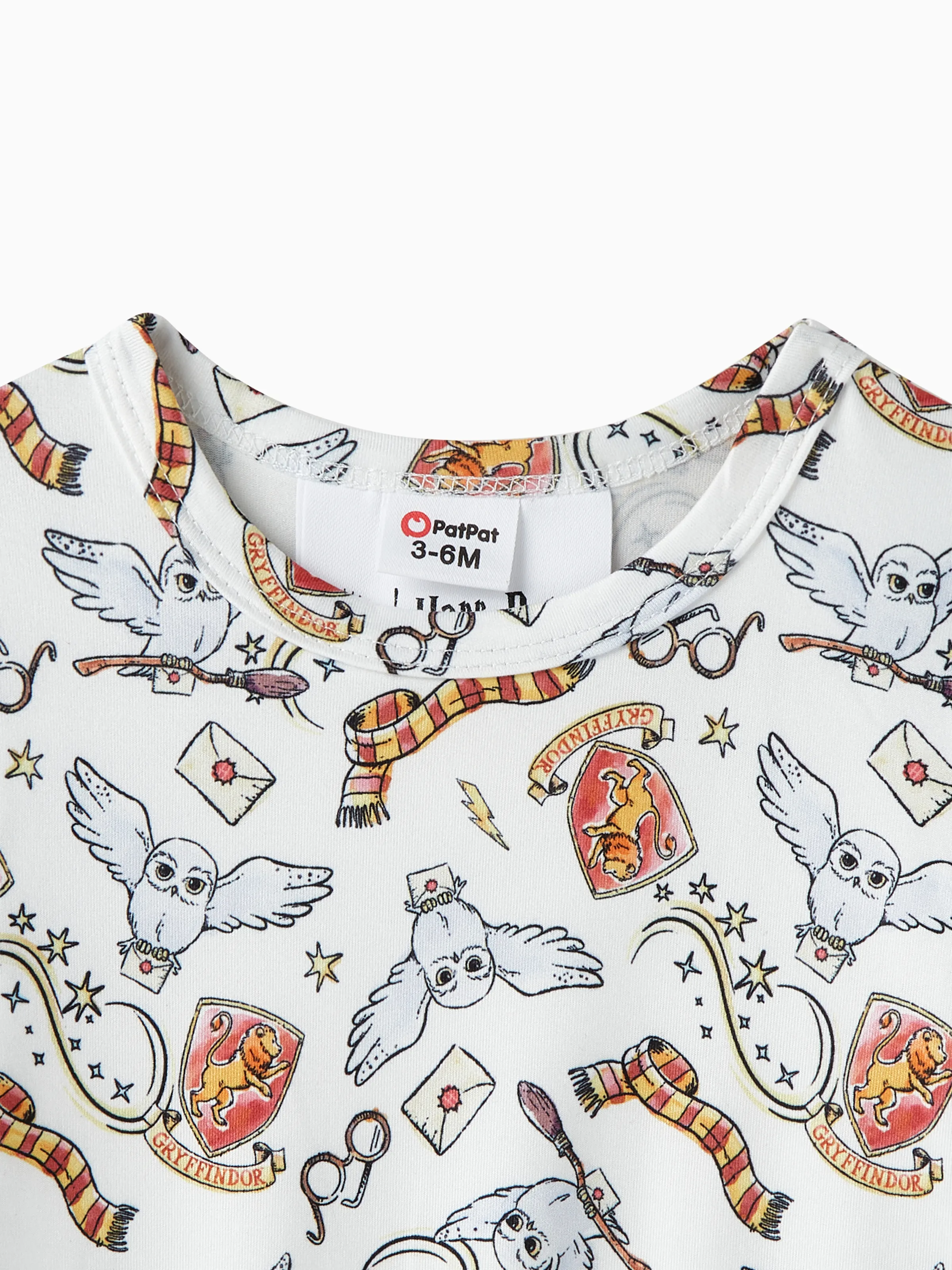 Harry Potter Baby Boy/Girl Gryffindor Owl Allover Jumpsuit White - Image 3
