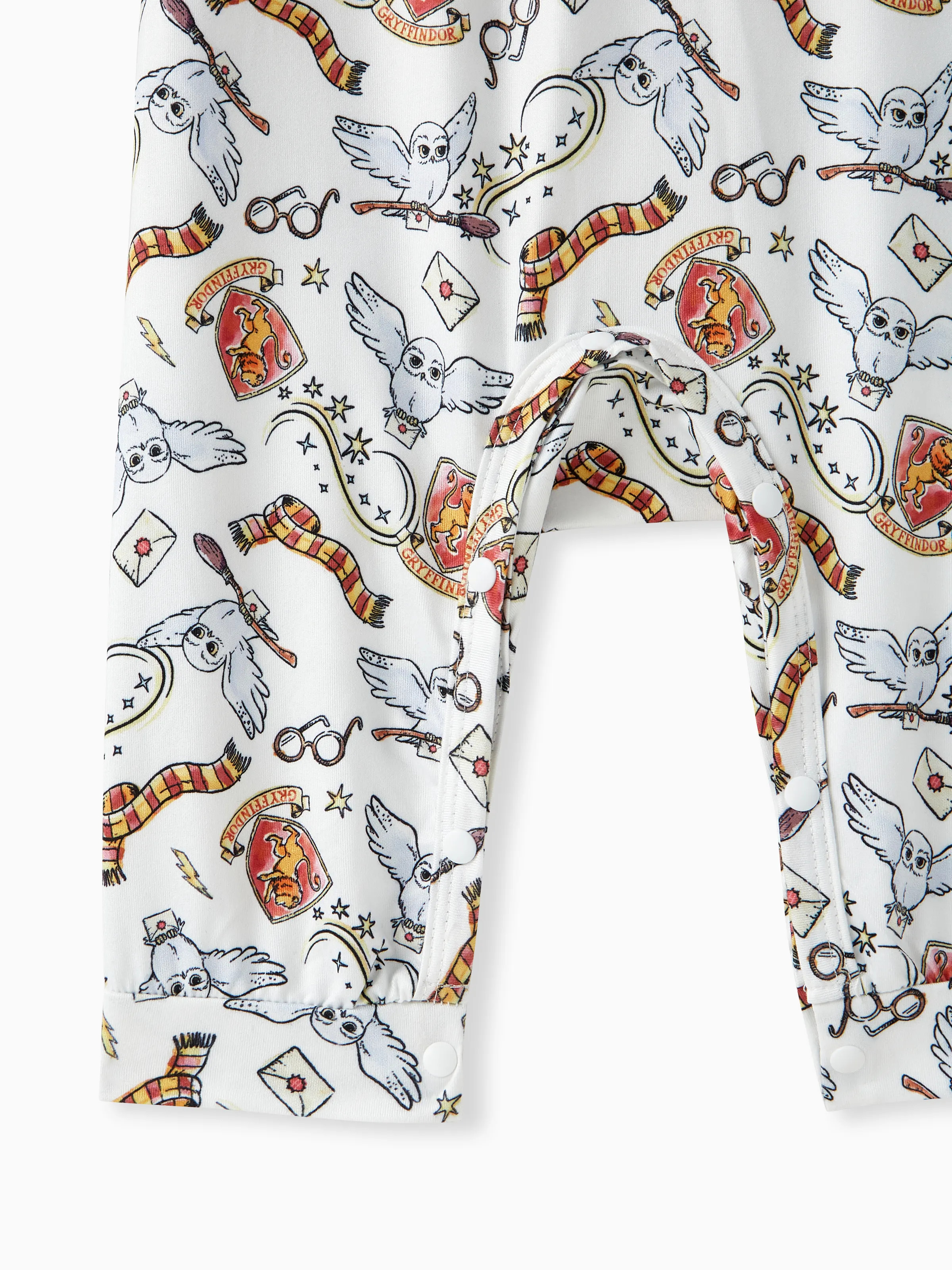 Harry Potter Baby Boy/Girl Gryffindor Owl Allover Jumpsuit White - Image 5
