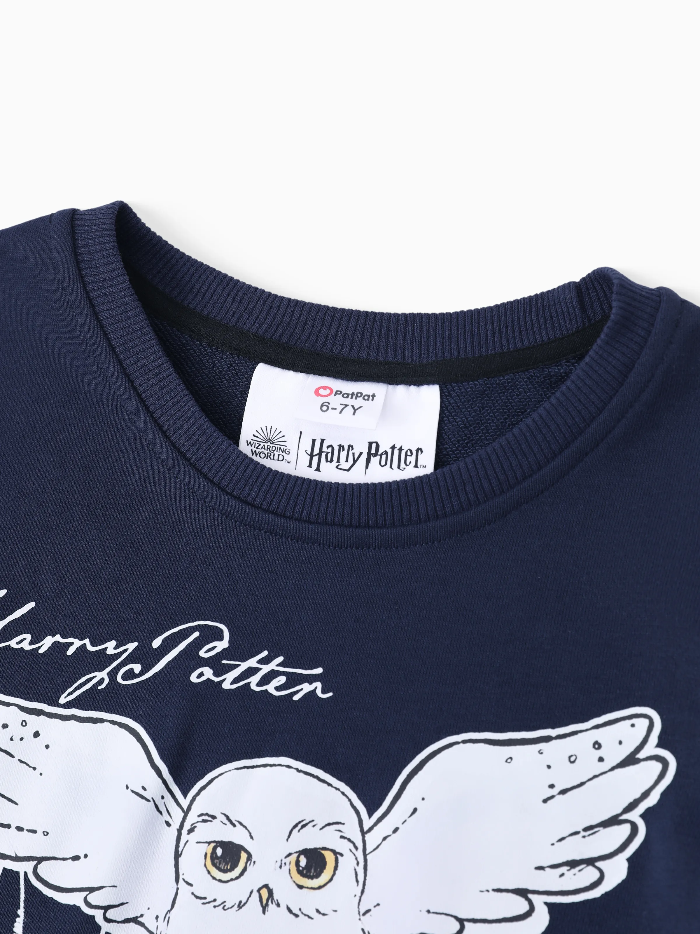 Harry Potter Kid Girl 2pcs Owl Print Long-sleeve Sweatshirt And Bow tie Plaid Skirt Set royalblue - Image 3