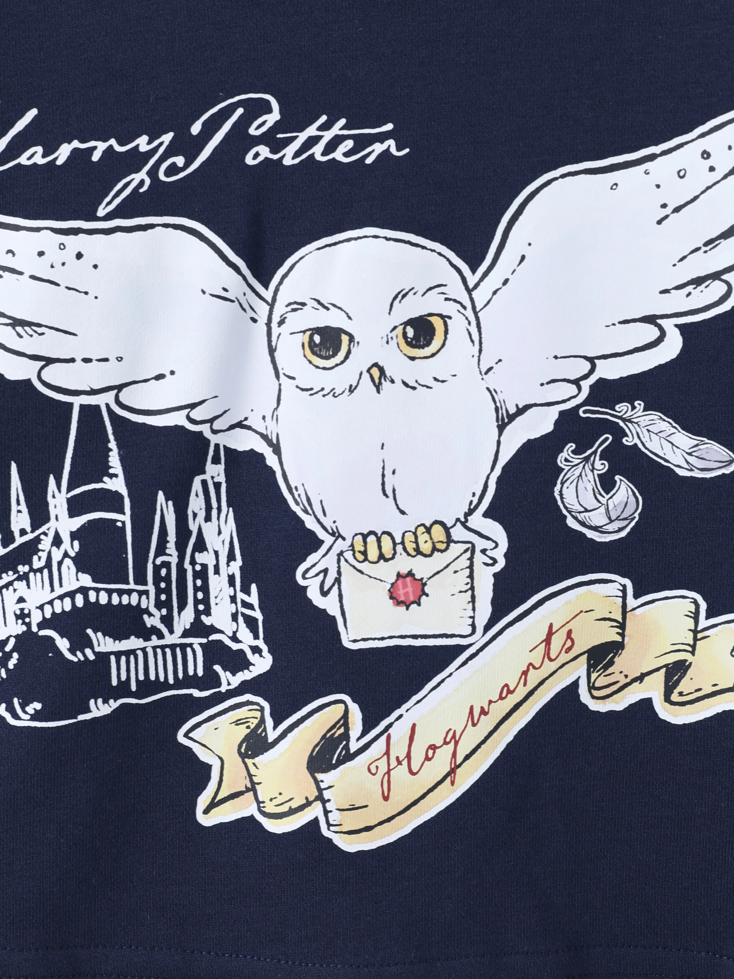 Harry Potter Kid Girl 2pcs Owl Print Long-sleeve Sweatshirt And Bow tie Plaid Skirt Set royalblue - Image 5