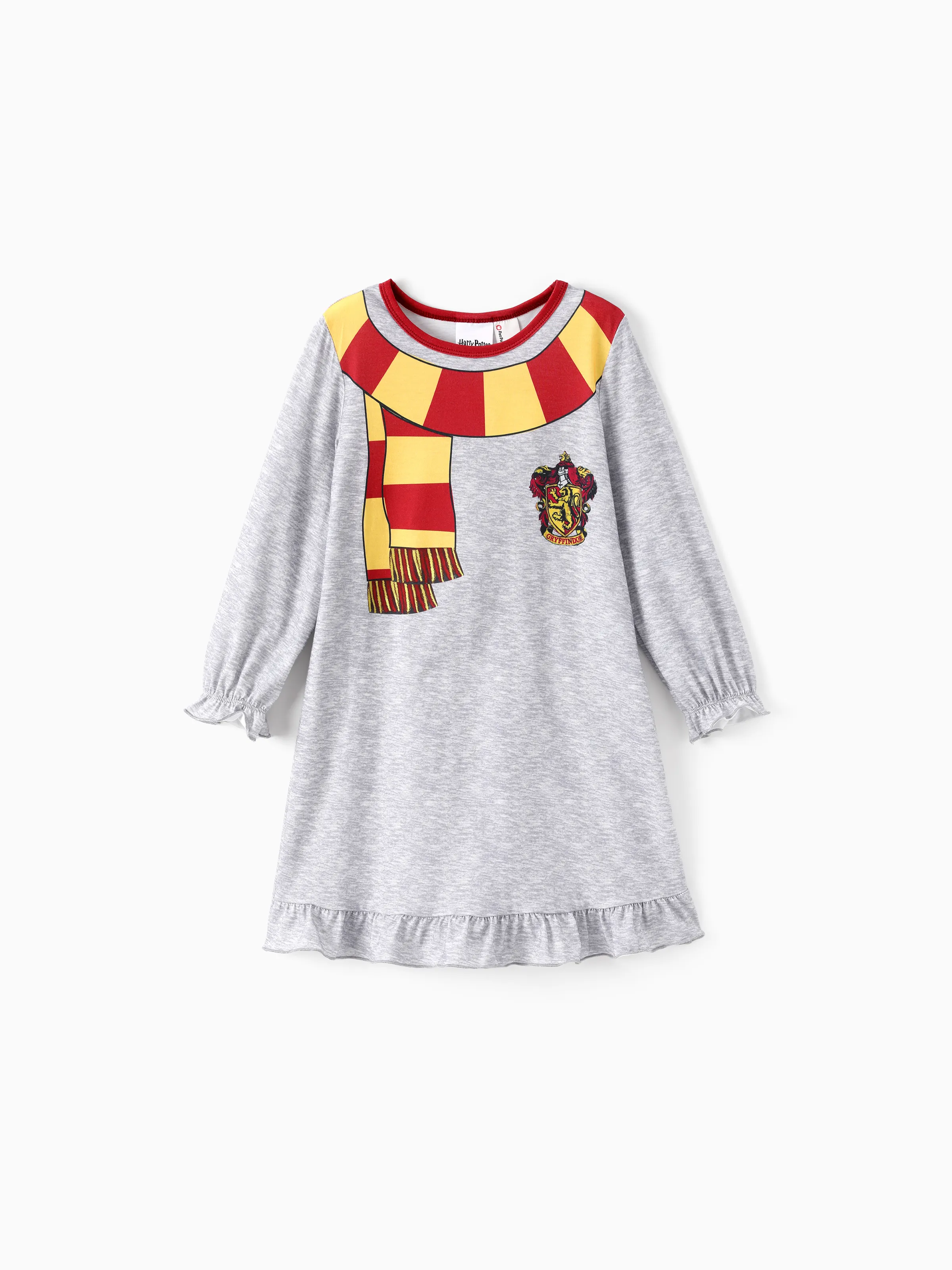 Harry Potter Kid Girl Ruffle Edge Pajamas Nightdress Light Grey - Image 3