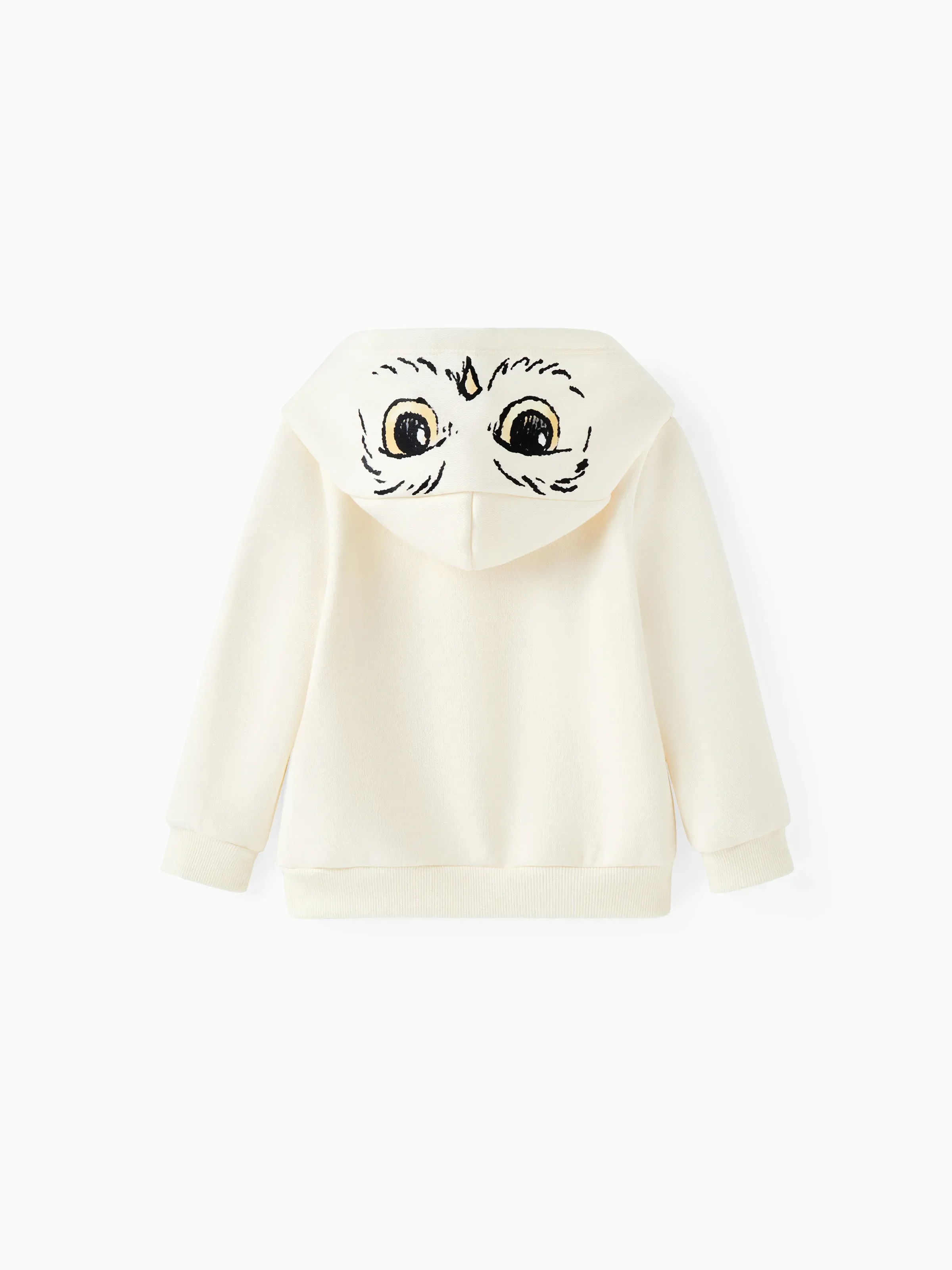 Harry Potter Toddler Boy Owl Character Print Oversized Fleece Hoodies Apricot - Image 2