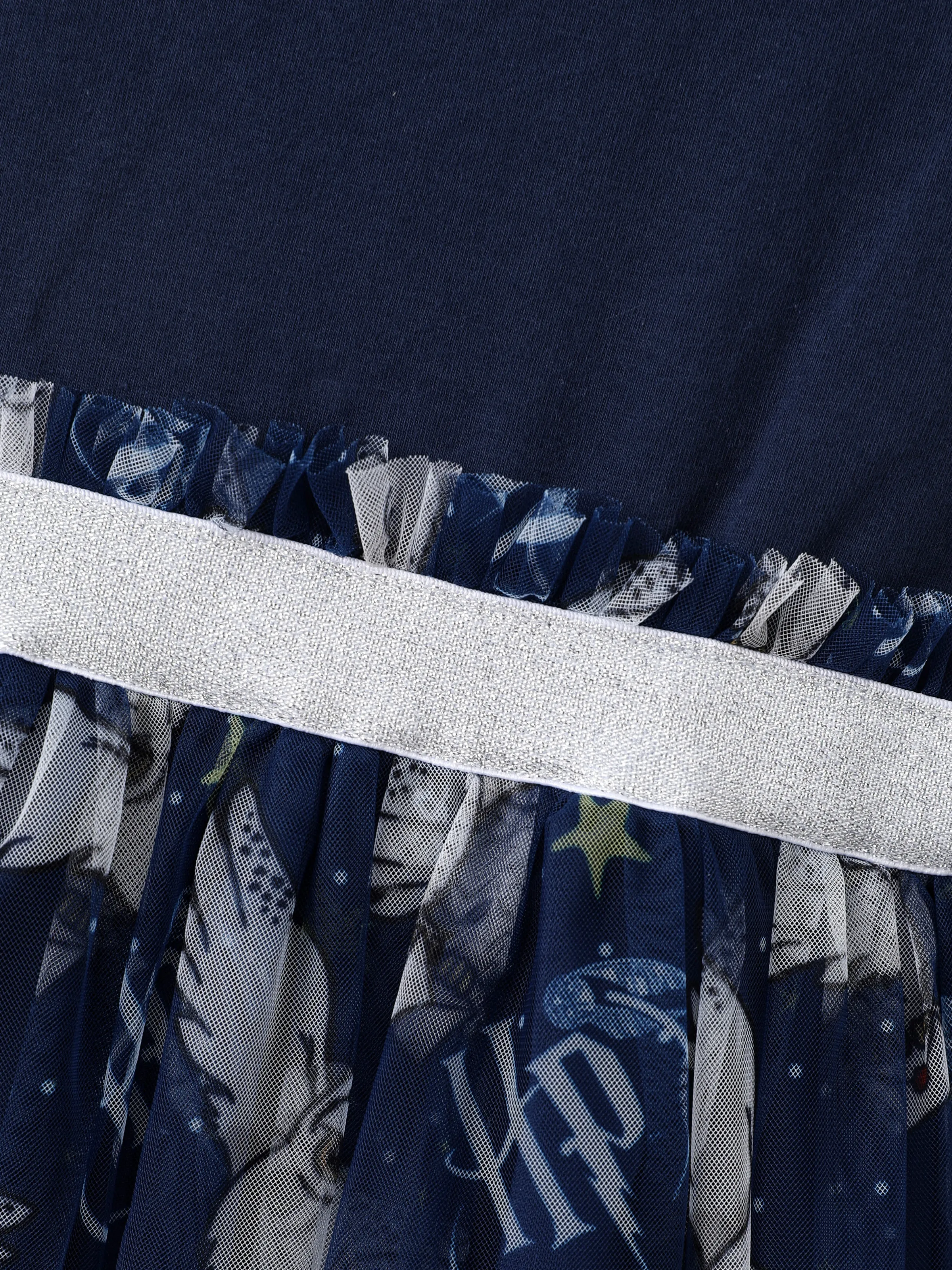 Harry Potter Toddler/Kid Girl Cotton Owl/College Print Ruffle-sleeve Mesh Dress Deep Blue - Image 7