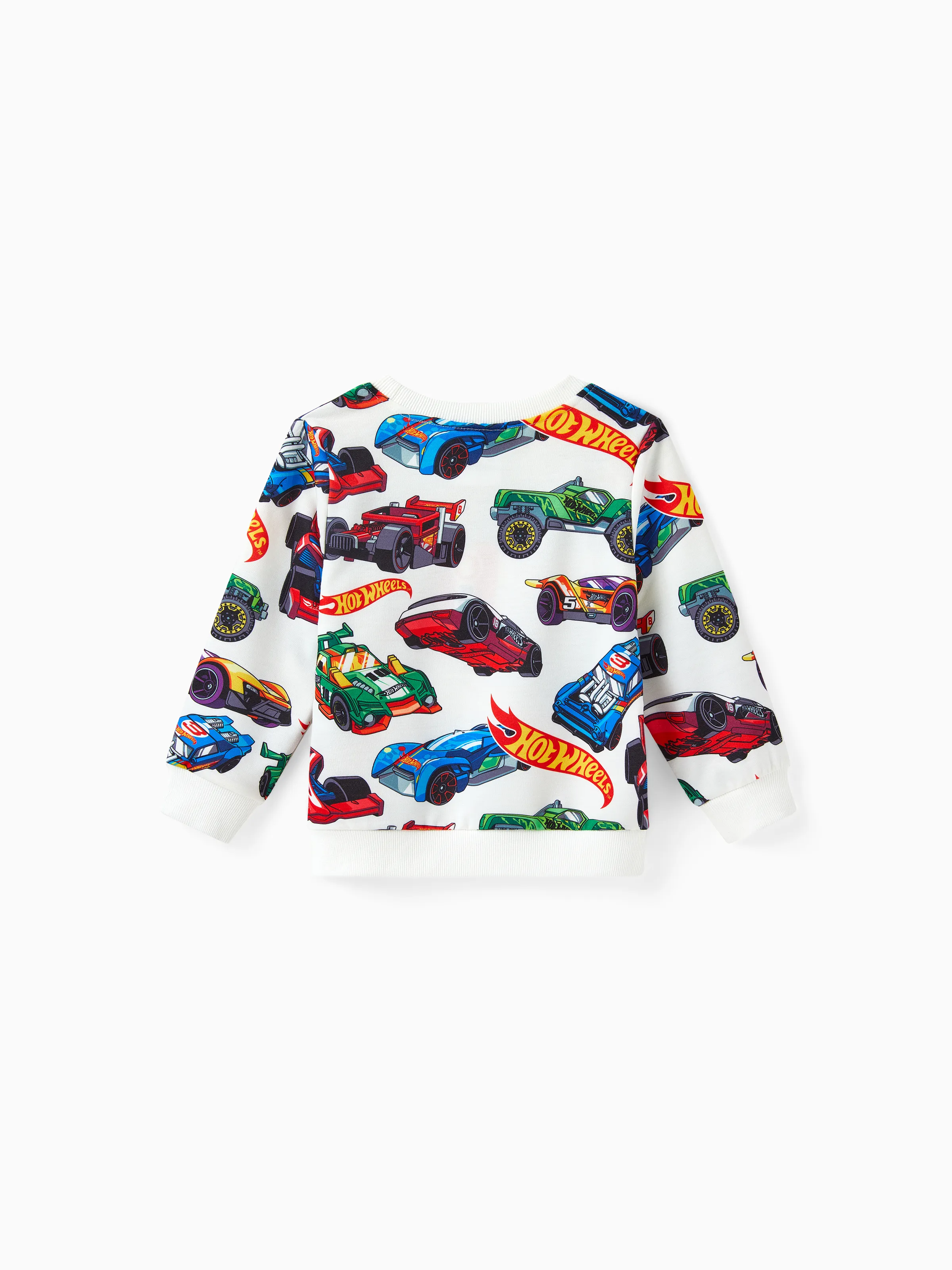 Hot Wheels 2pcs Toddler Boy Vehicle Race Car Print Sweatshirt and Elasticized Cotton Pants Set Black - Image 2
