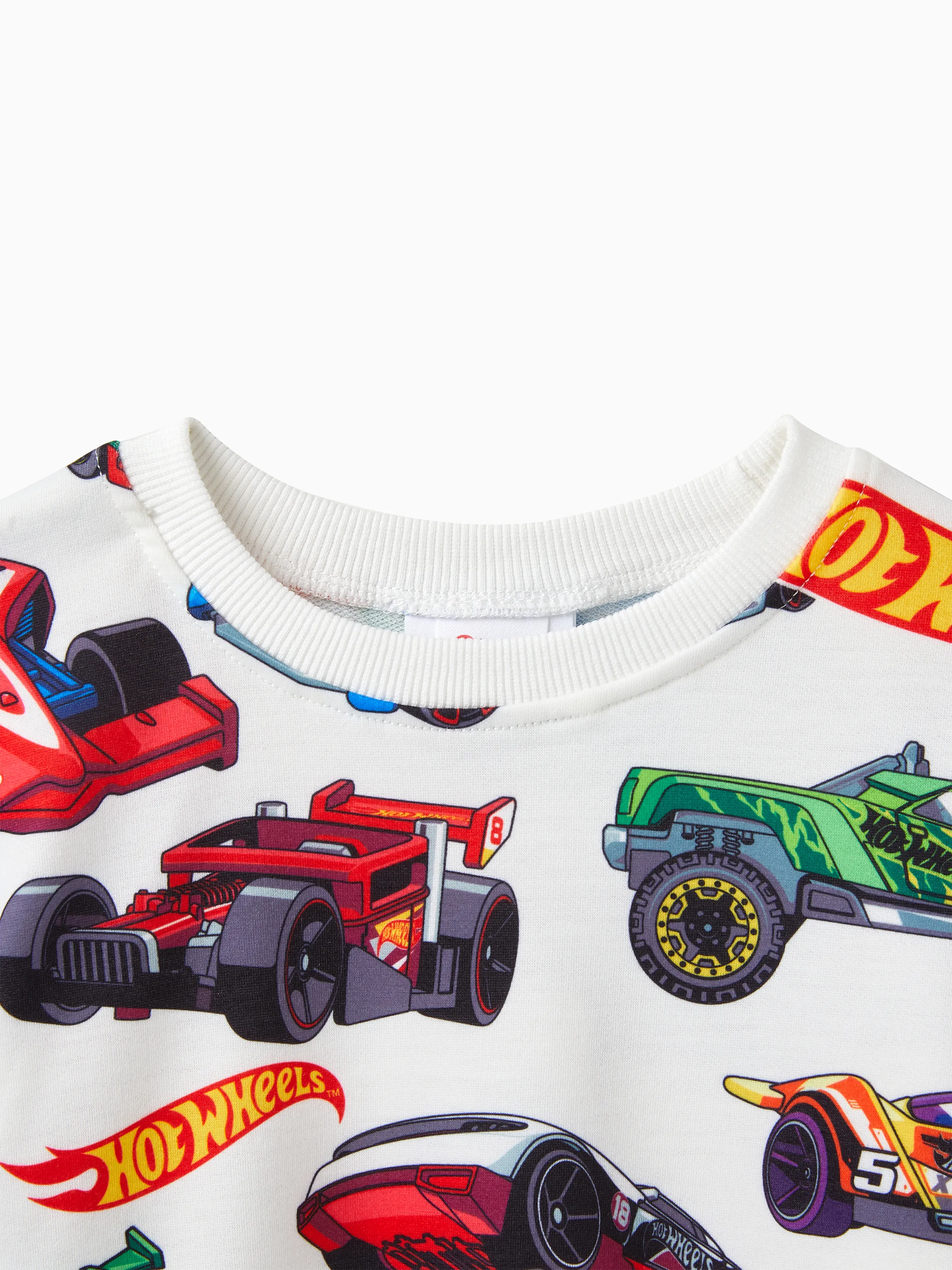 Hot Wheels 2pcs Toddler Boy Vehicle Race Car Print Sweatshirt and Elasticized Cotton Pants Set Black - Image 3