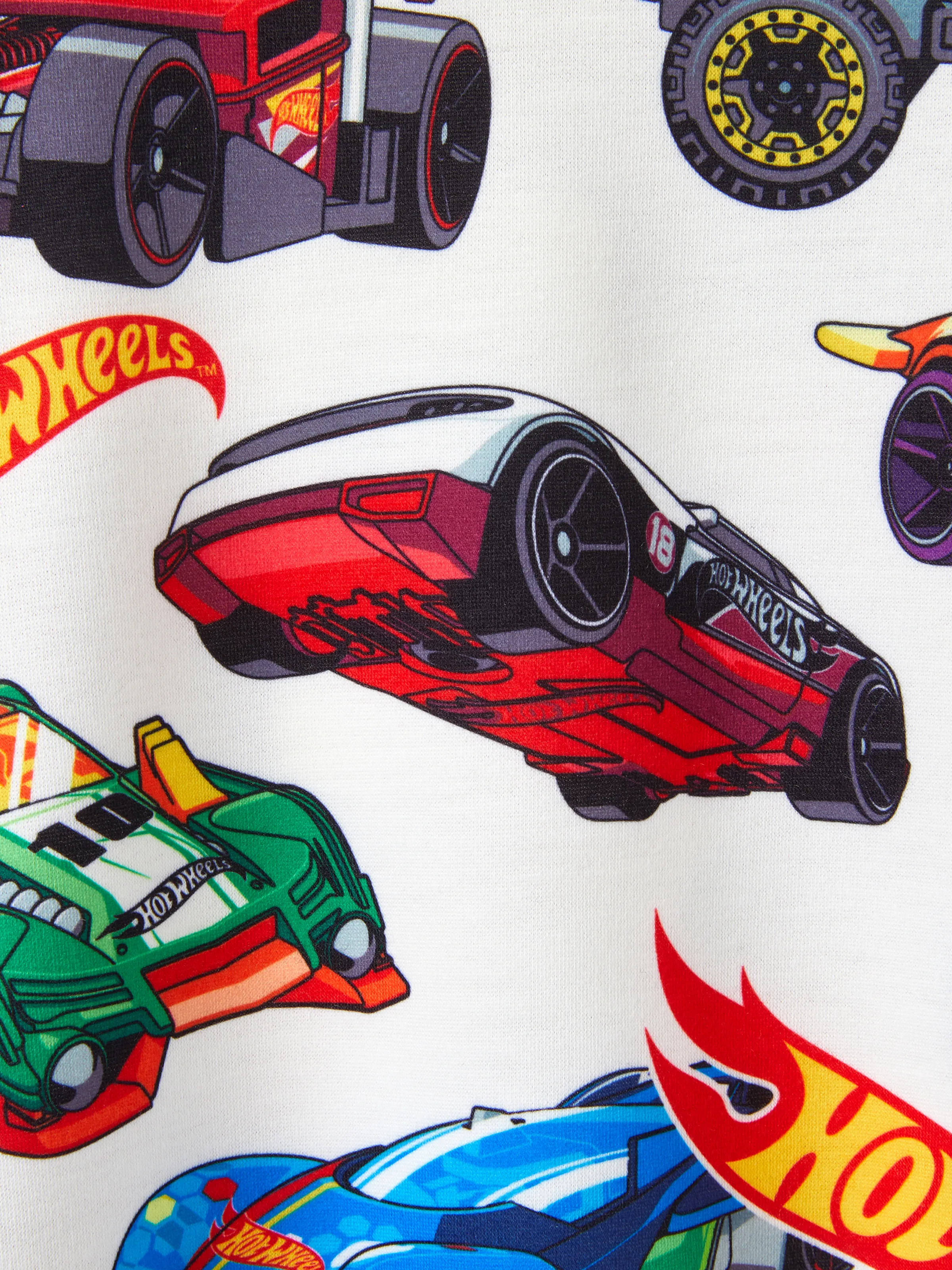 Hot Wheels 2pcs Toddler Boy Vehicle Race Car Print Sweatshirt and Elasticized Cotton Pants Set Black - Image 6