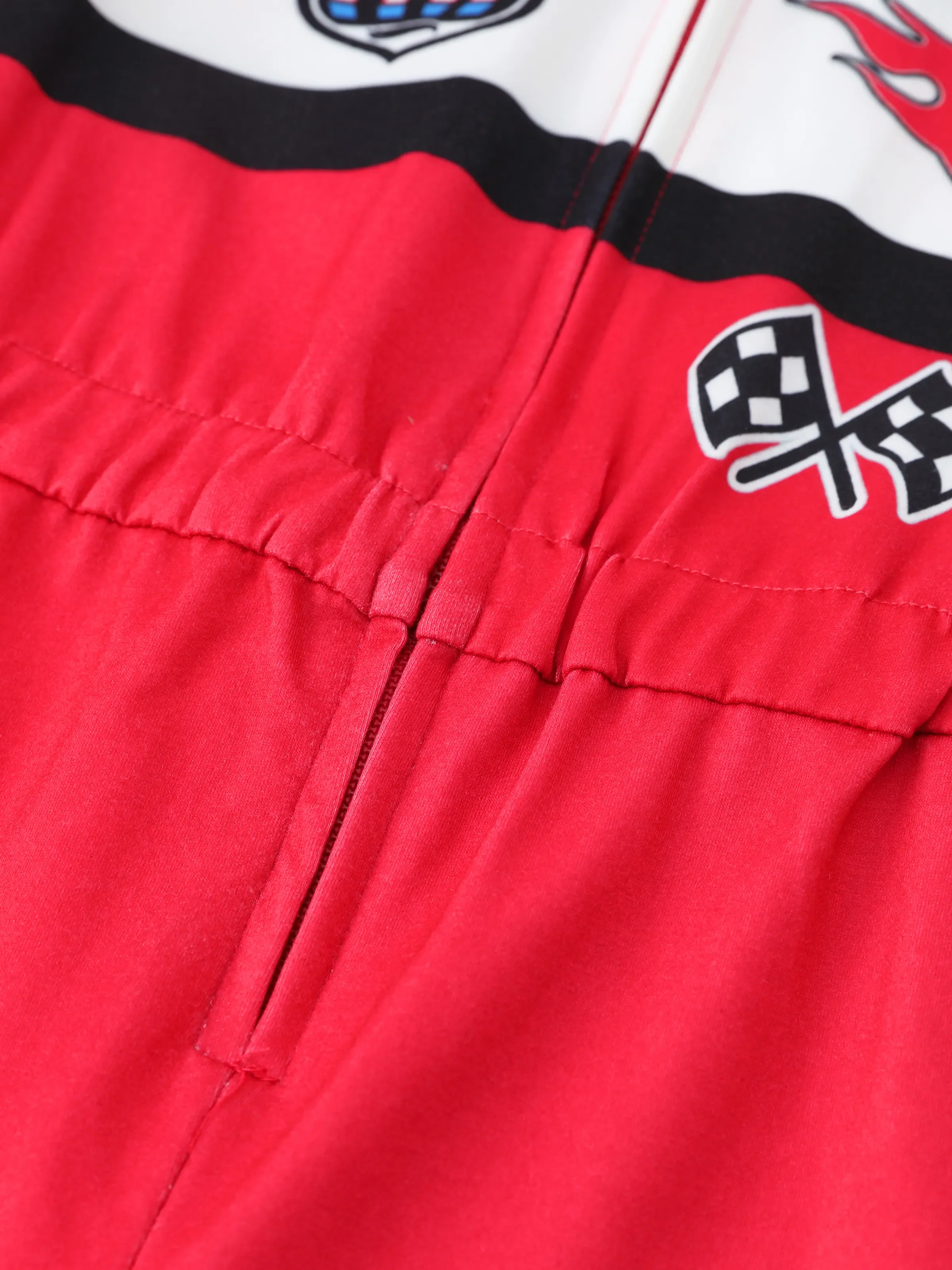 Hot Wheels Toddler Boy 1pc Colorblock Logo Print Long-sleeve Racing Jumpsuit Red - Image 7