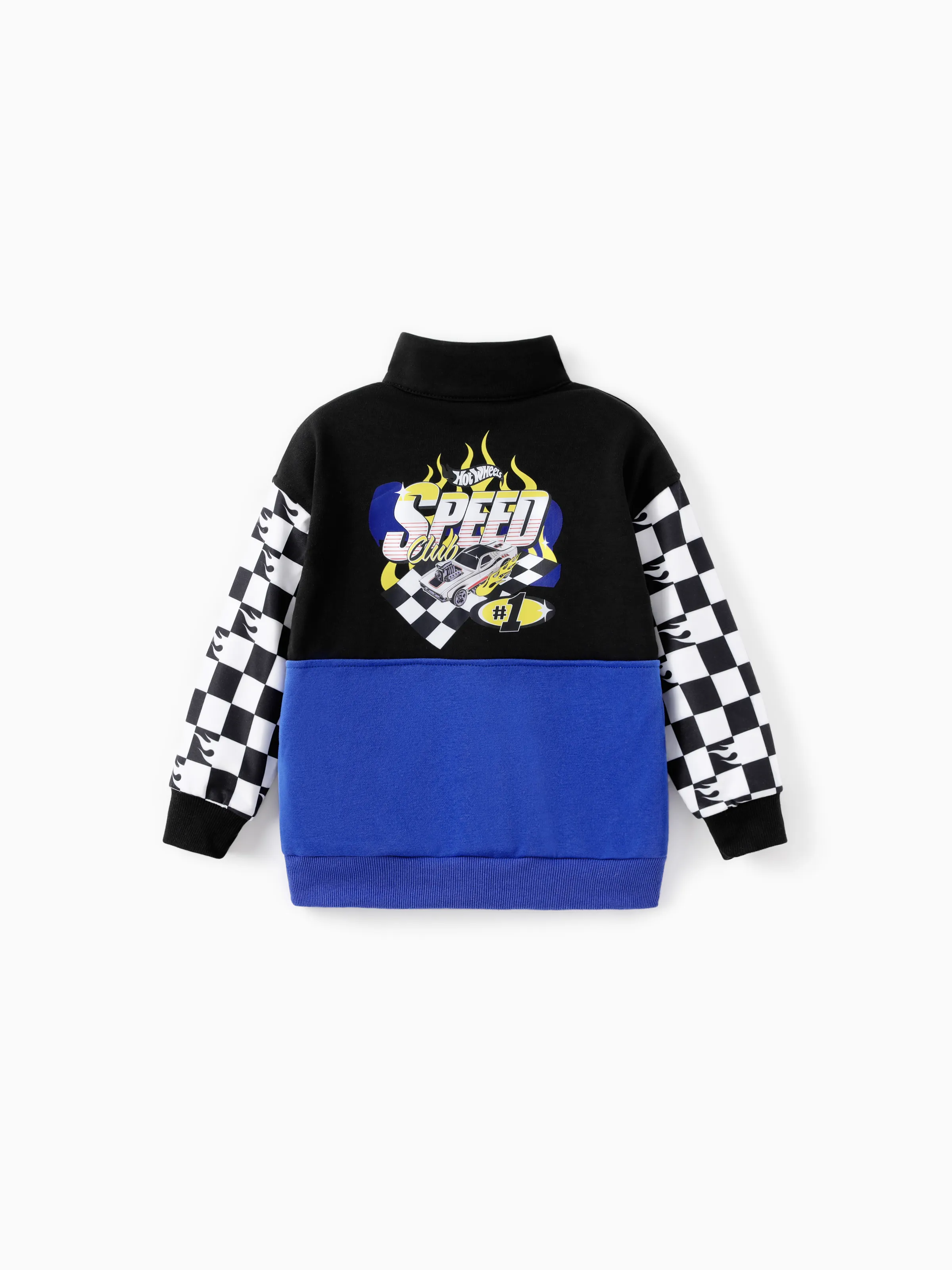 Hot Wheels Toddler/Kid Boy Colorblock Logo Print Long-sleeve Racing Sweatshirt Blue - Image 2