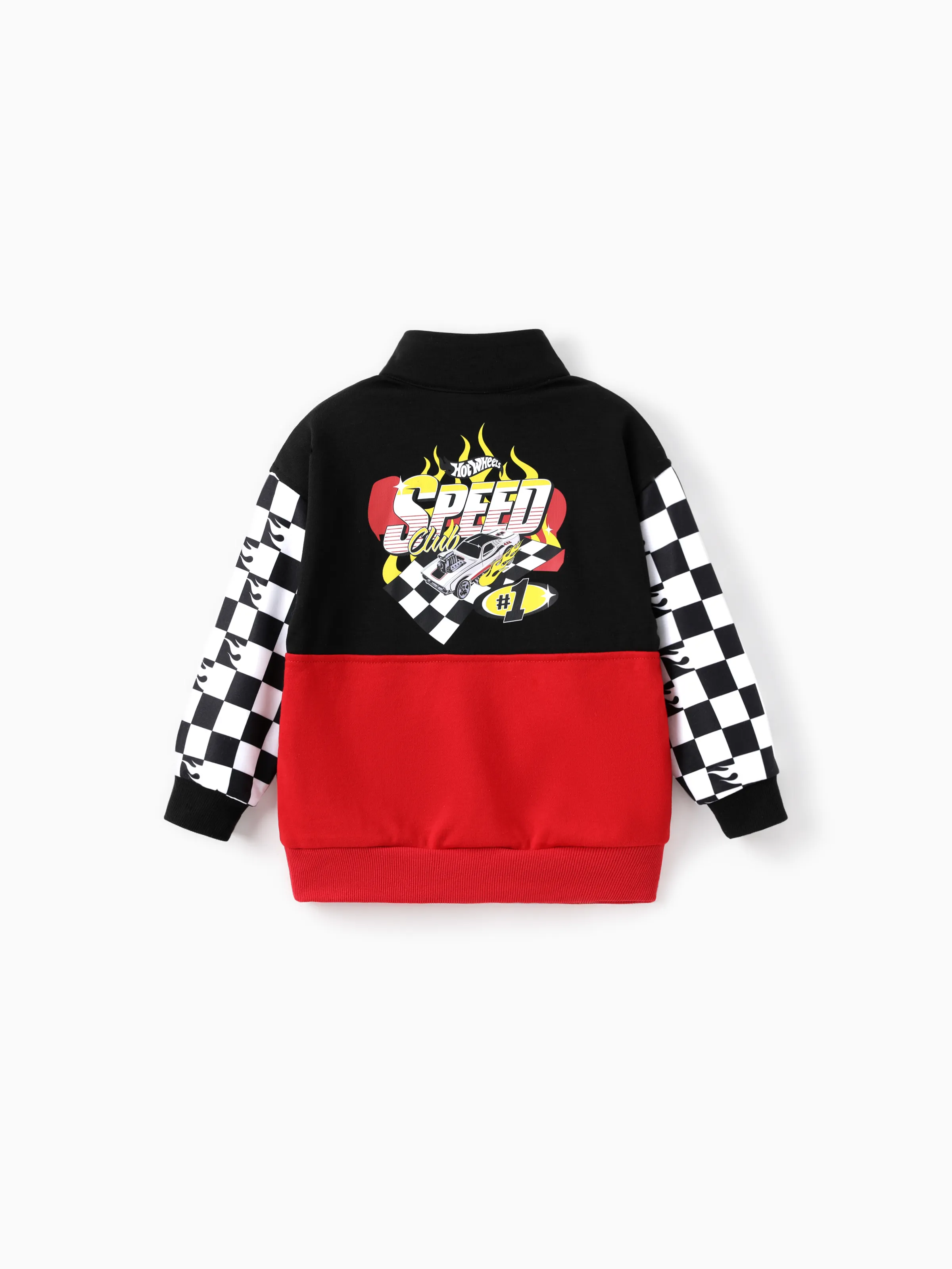Hot Wheels Toddler/Kid Boy Colorblock Logo Print Long-sleeve Racing Sweatshirt Red - Image 2