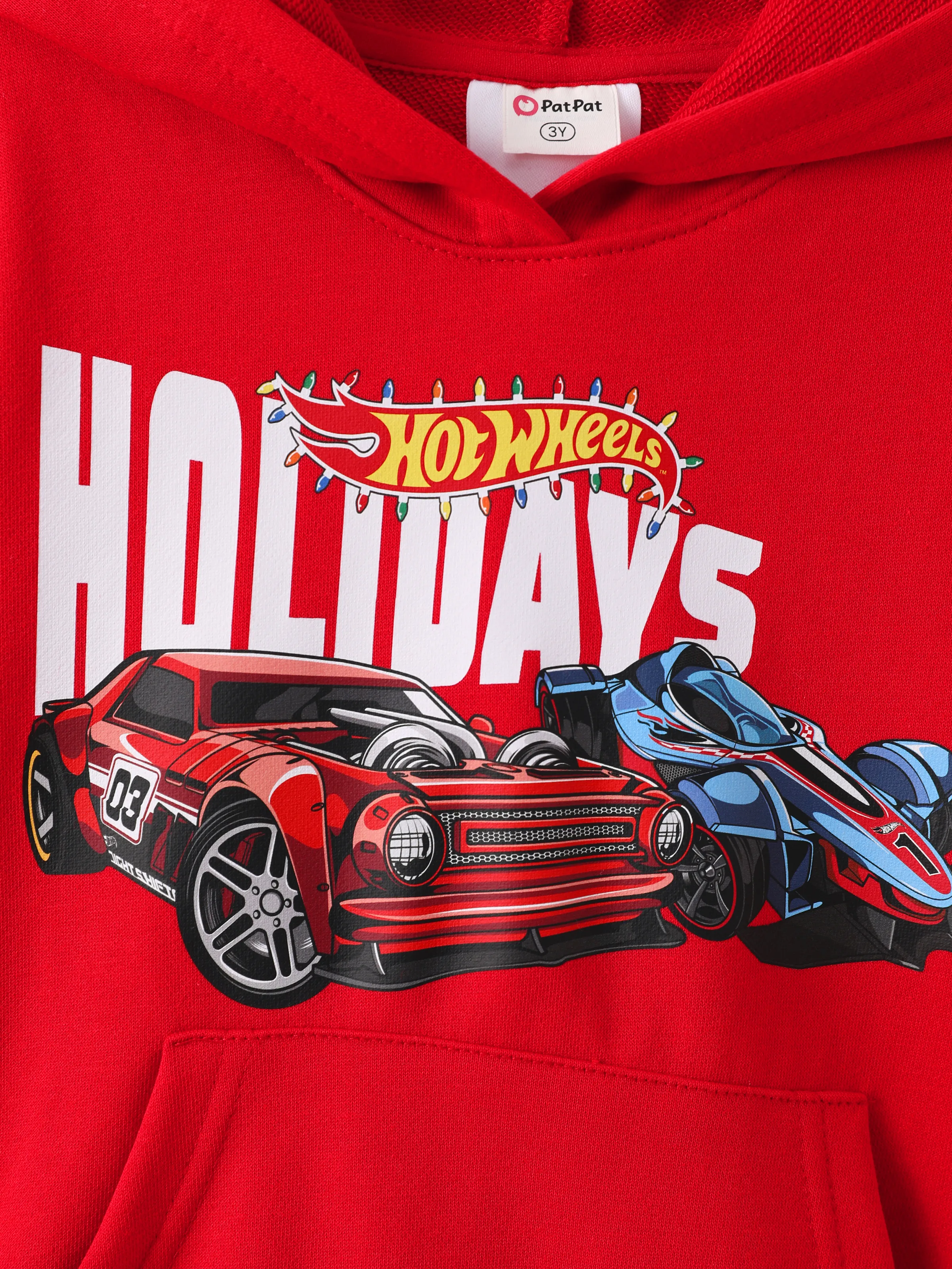 Hot Wheels Toddler/Kids Boy Kangaroo Pocket and Ribbed Cuffs Hoodie Red - Image 3
