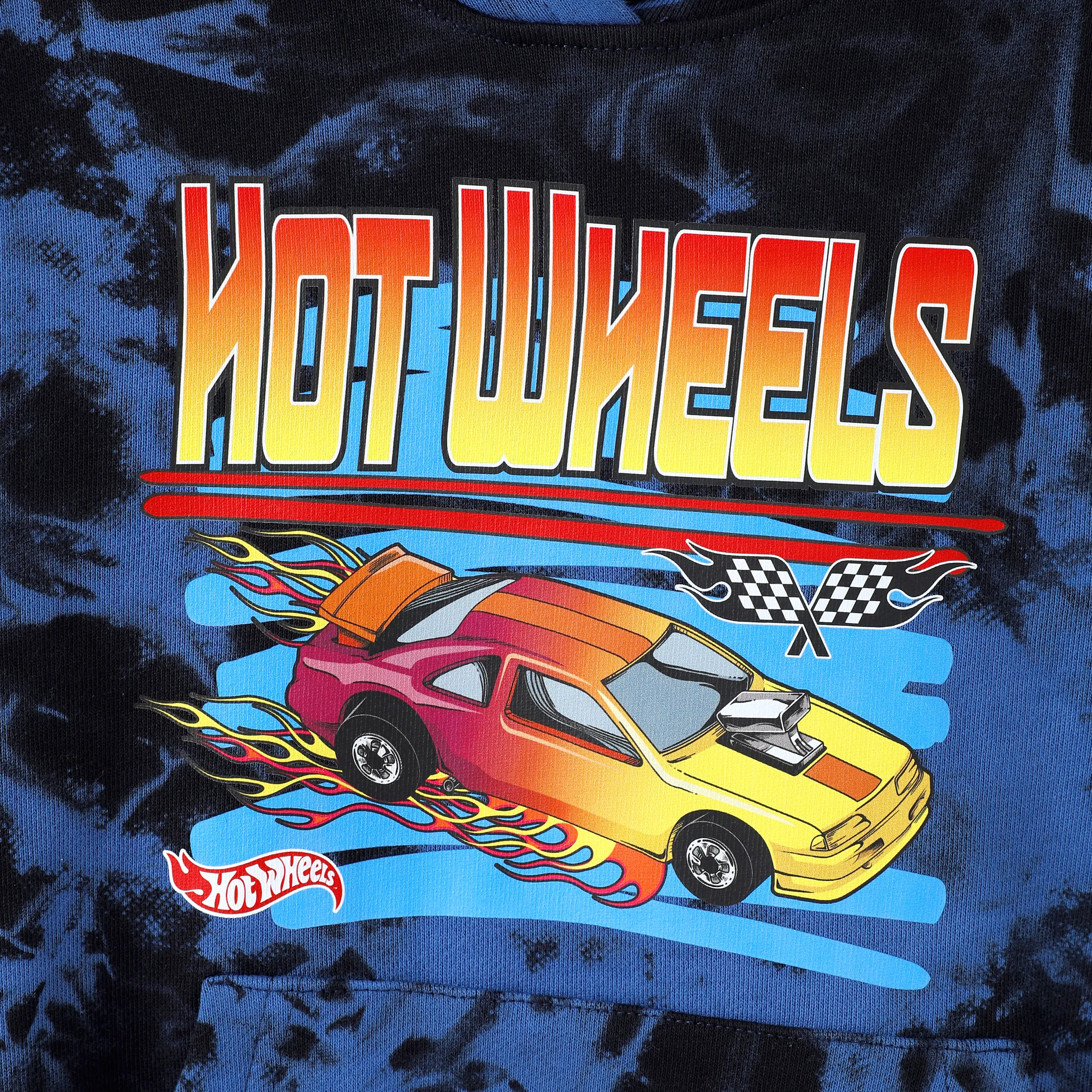 Hot Wheels Toddler/Kids Boy Tie-dyed Cotton Hoodie Sweatshirt Blue - Image 2