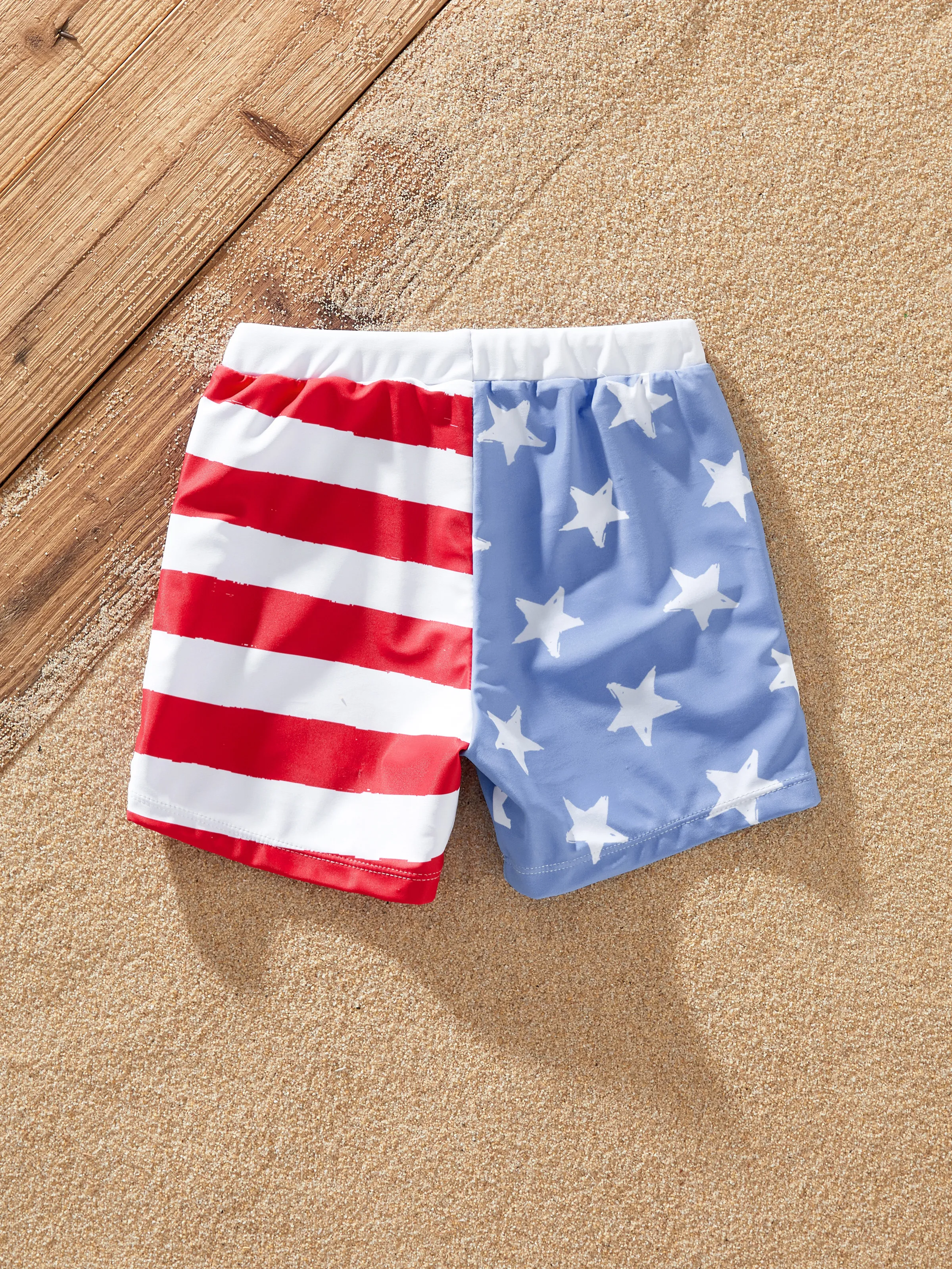 Independence Day 4th of July Family Matching Patriotic Swimwear Stars and Stripes Board Shorts or Ruffled Layers V-neck One-Piece Swimsuits Blue - Image 20