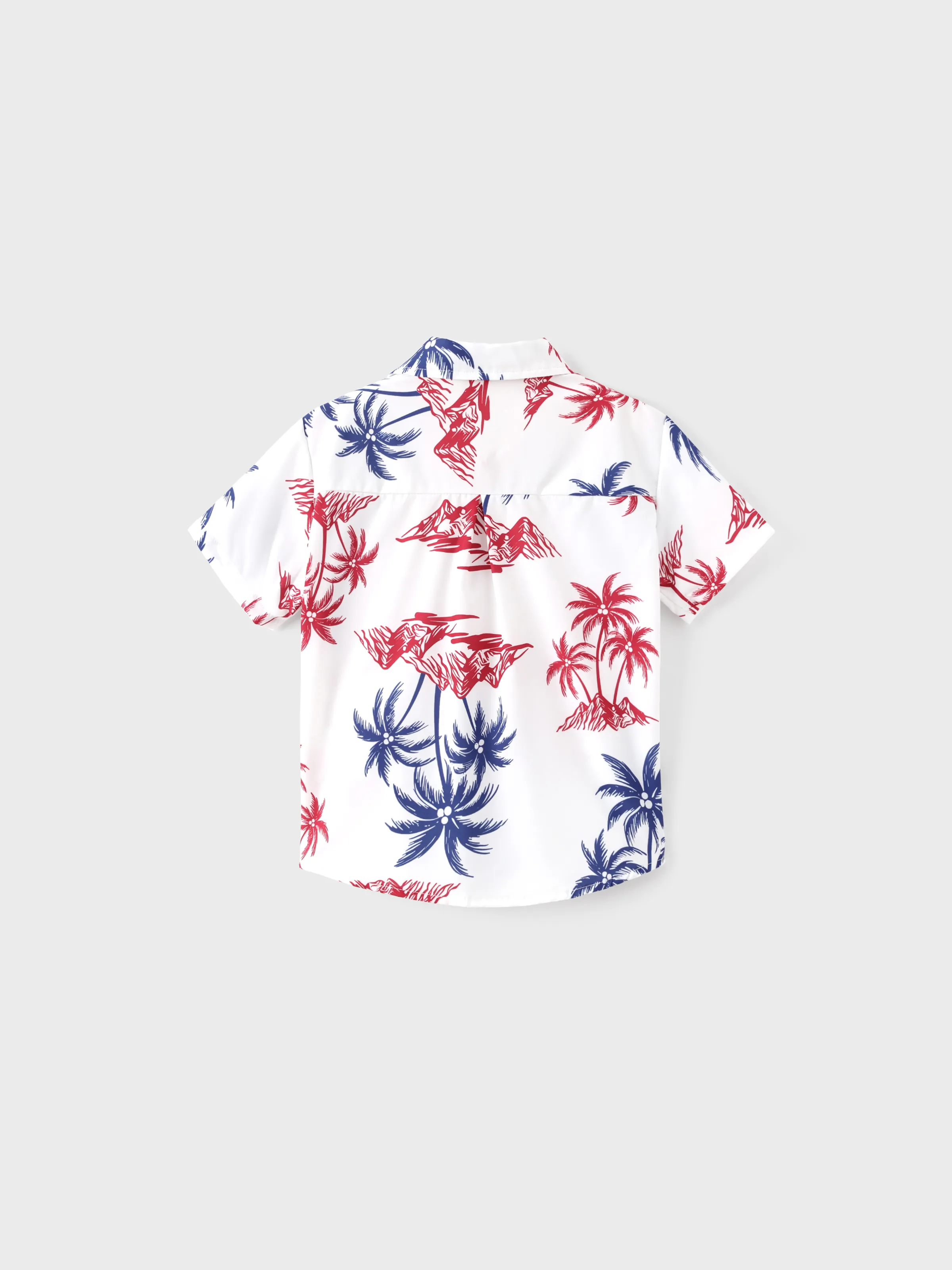 Independence Day 4th of July Matching Family Outfits Red & Blue Palm Tree Print Hawaiian Vacation Clothes Summer Beach Shirt & Dress Set Multi-color - Image 17