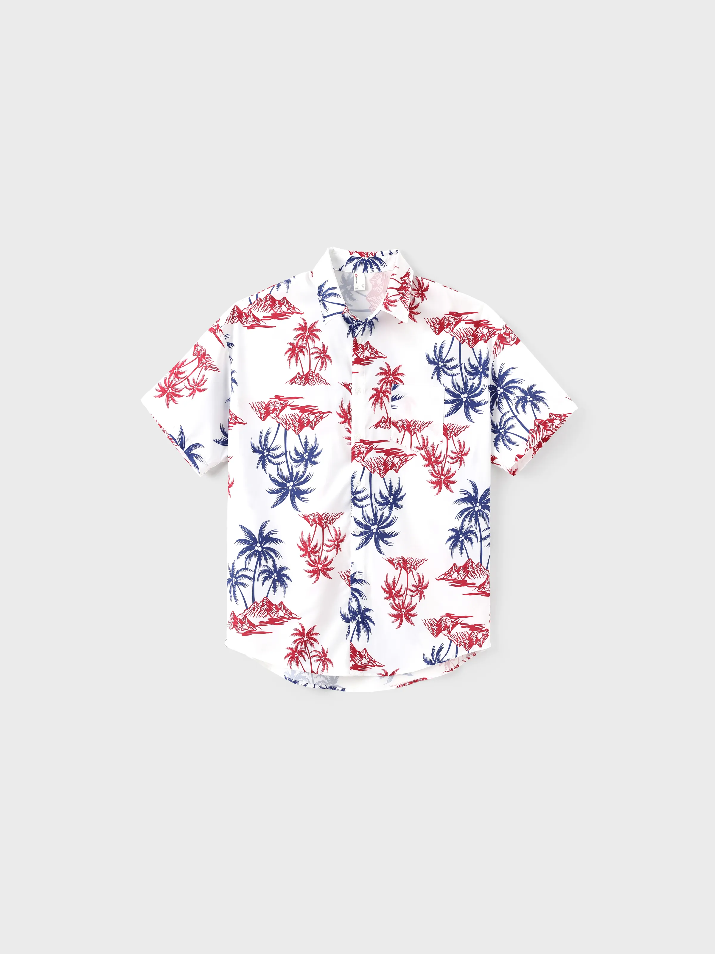 Independence Day 4th of July Matching Family Outfits Red & Blue Palm Tree Print Hawaiian Vacation Clothes Summer Beach Shirt & Dress Set Multi-color - Image 21
