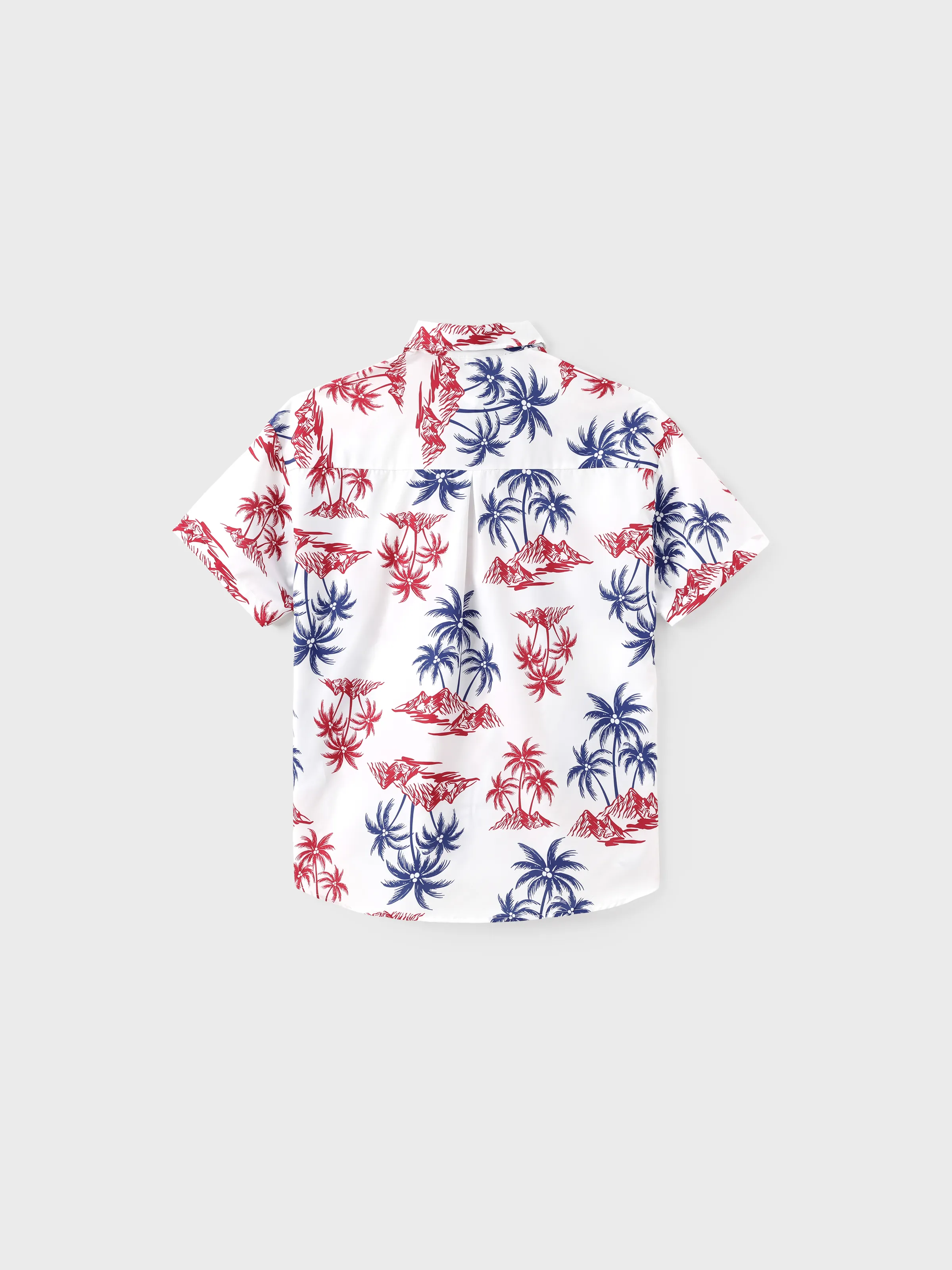 Independence Day 4th of July Matching Family Outfits Red & Blue Palm Tree Print Hawaiian Vacation Clothes Summer Beach Shirt & Dress Set Multi-color - Image 22