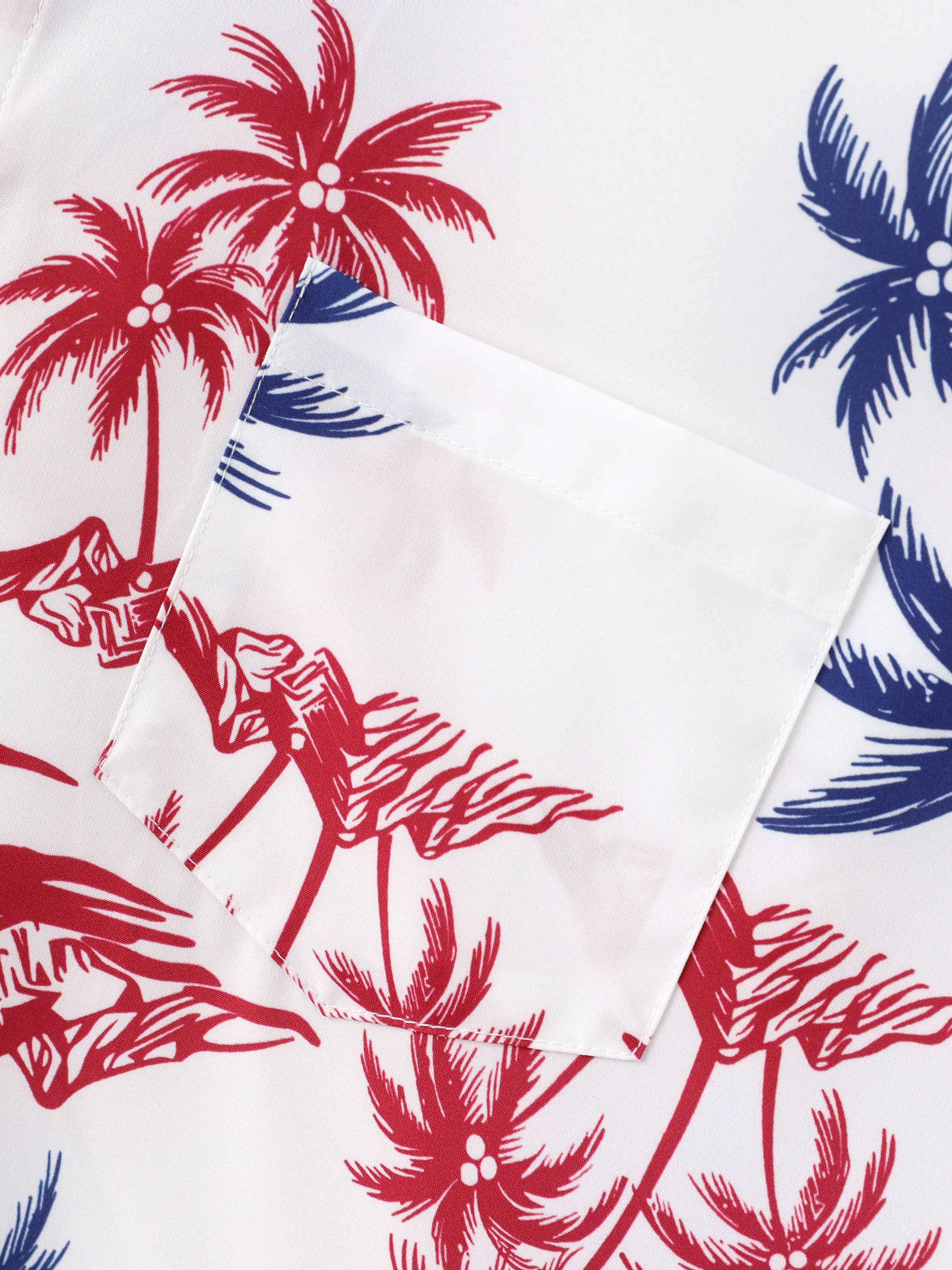 Independence Day 4th of July Matching Family Outfits Red & Blue Palm Tree Print Hawaiian Vacation Clothes Summer Beach Shirt & Dress Set Multi-color - Image 25