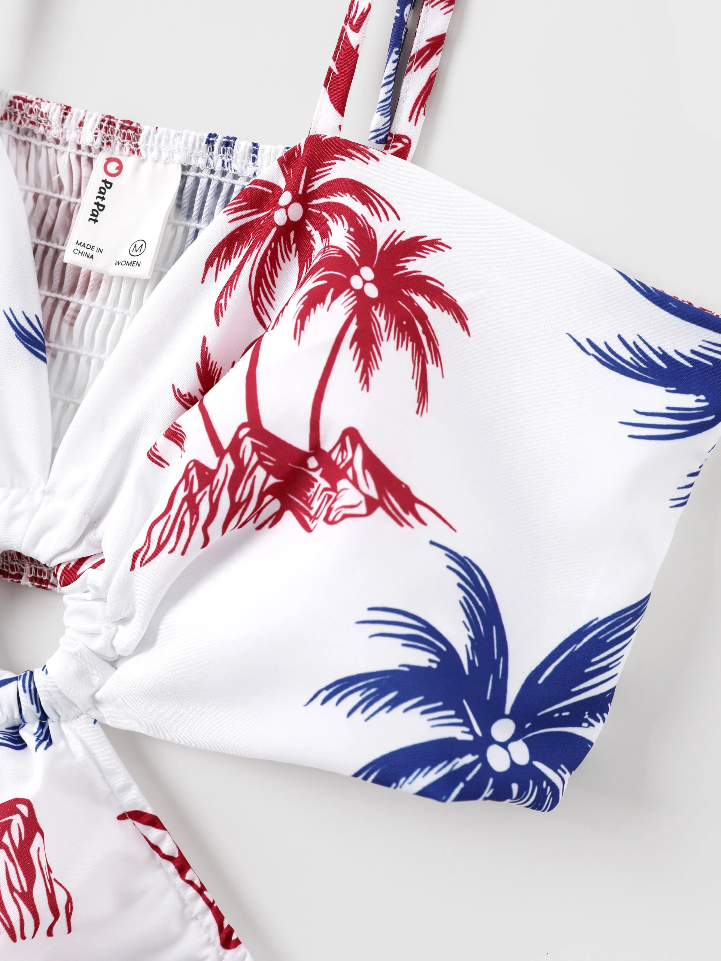 Independence Day 4th of July Matching Family Outfits Red & Blue Palm Tree Print Hawaiian Vacation Clothes Summer Beach Shirt & Dress Set Multi-color - Image 4