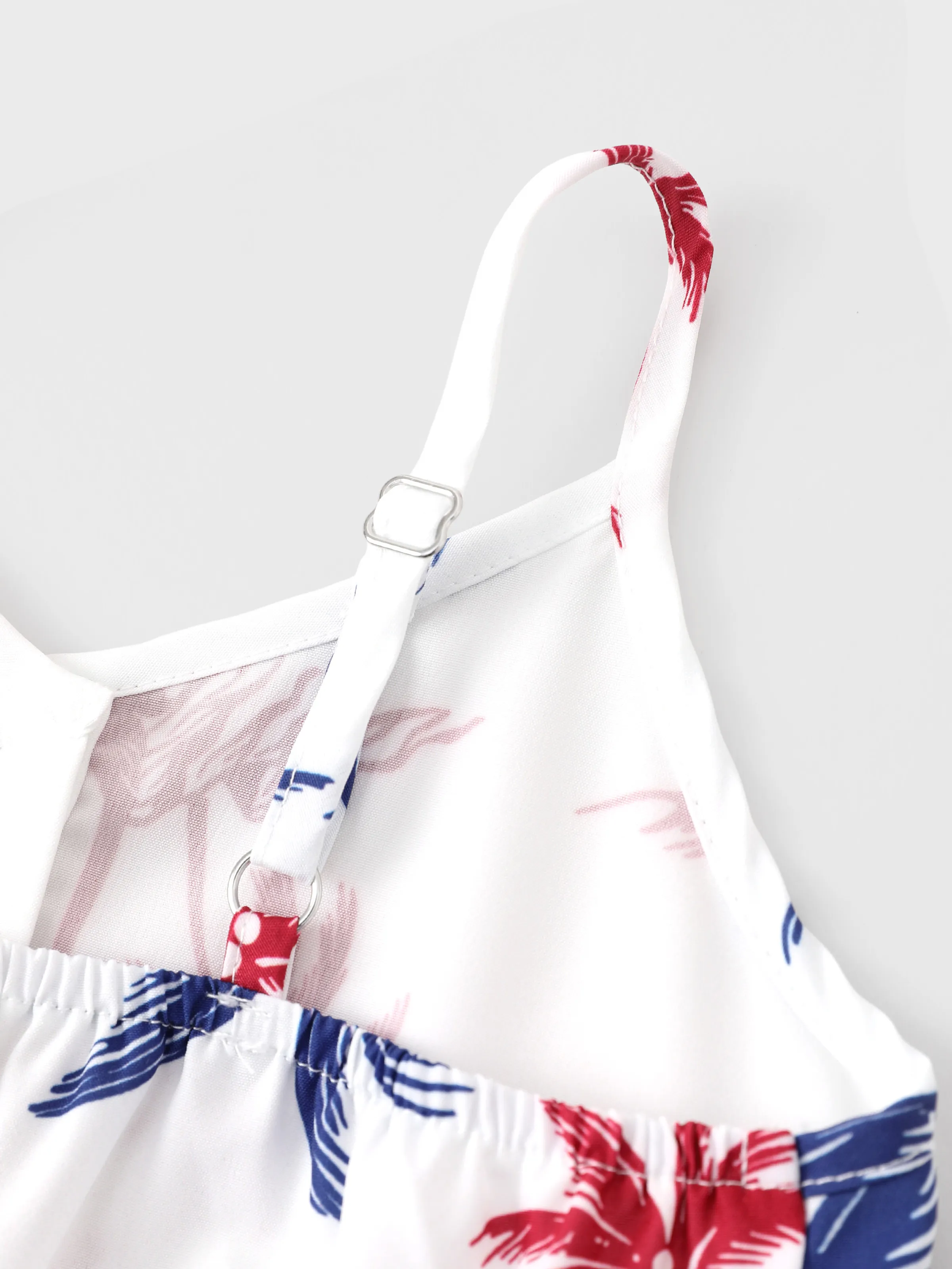 Independence Day 4th of July Matching Family Outfits Red & Blue Palm Tree Print Hawaiian Vacation Clothes Summer Beach Shirt & Dress Set Multi-color - Image 8