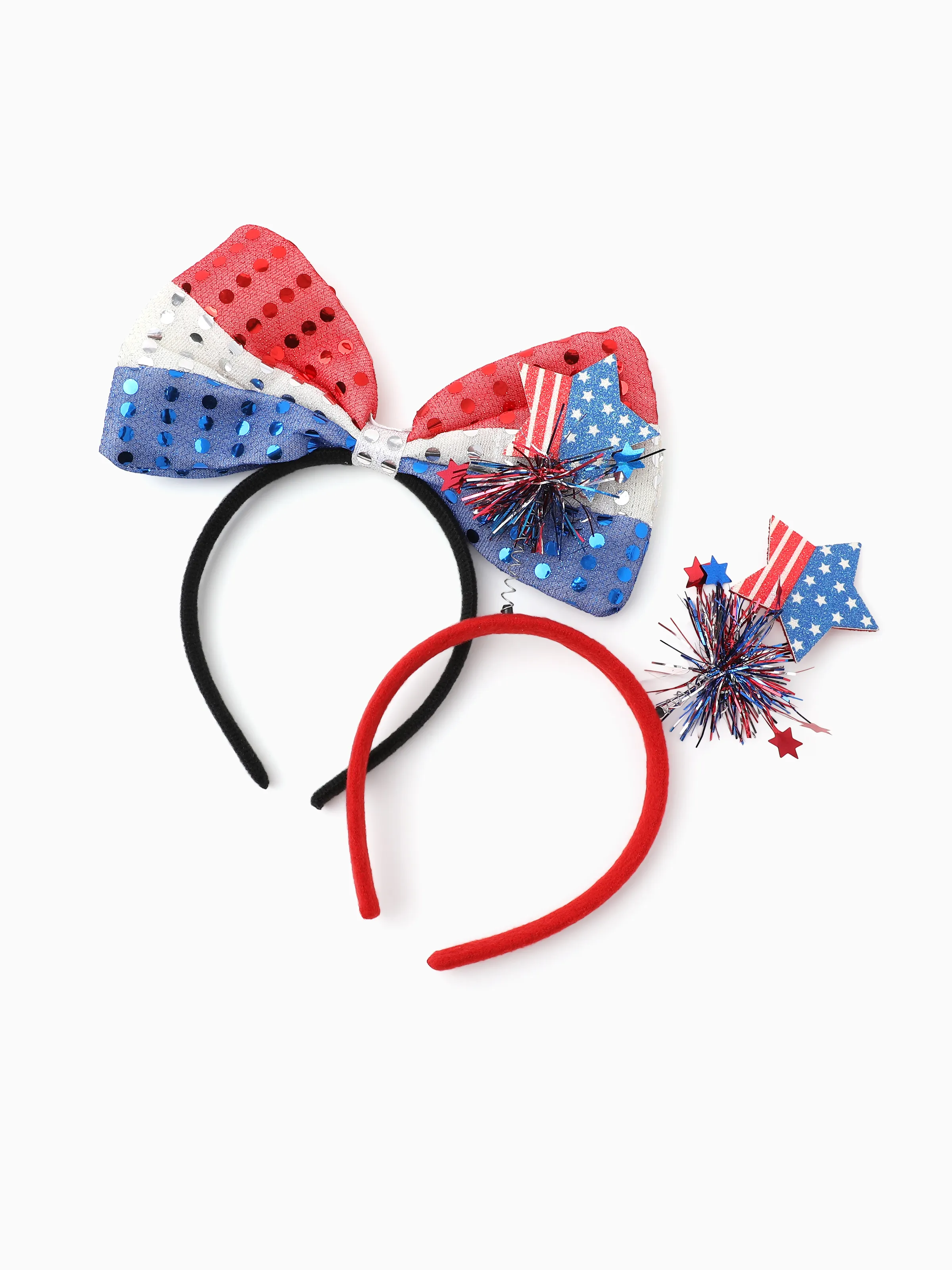 Independence Day Mommy and Me Patriotic Sequin Bow Headband Set Color block - Image 8
