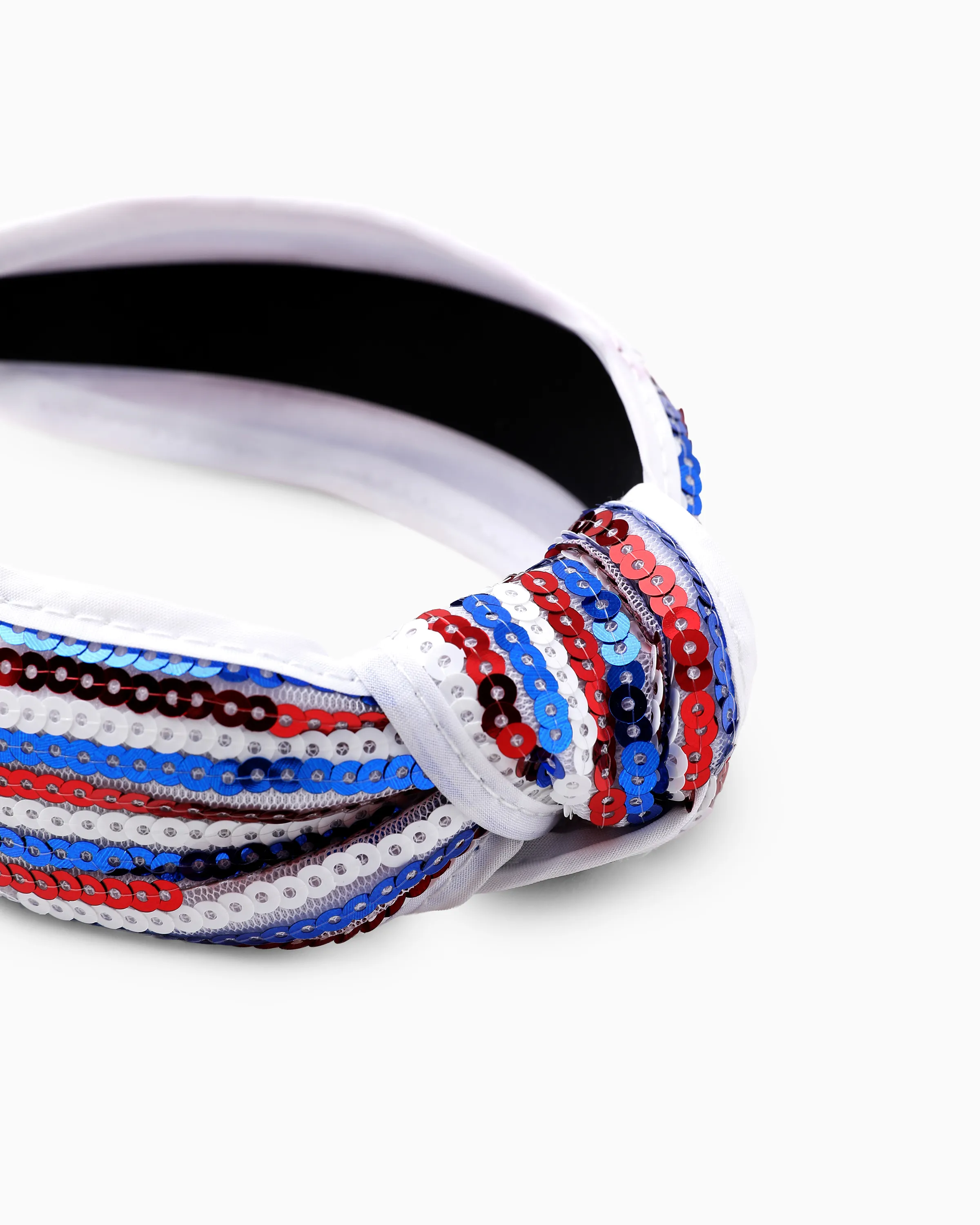 Independence Day Mommy and Me Patriotic Sequin Stripe Knotted Headband White - Image 2