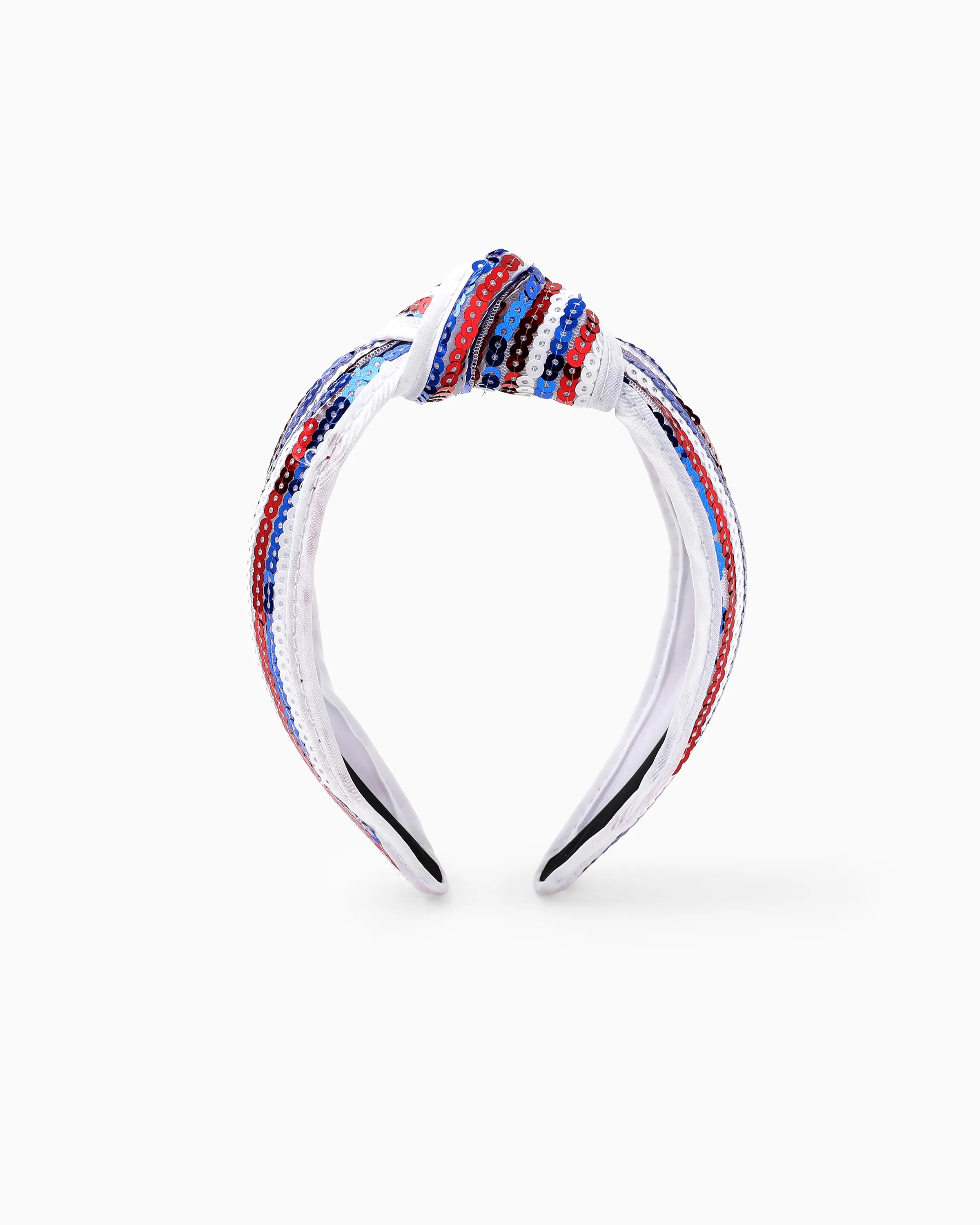 Independence Day Mommy and Me Patriotic Sequin Stripe Knotted Headband White - Image 3