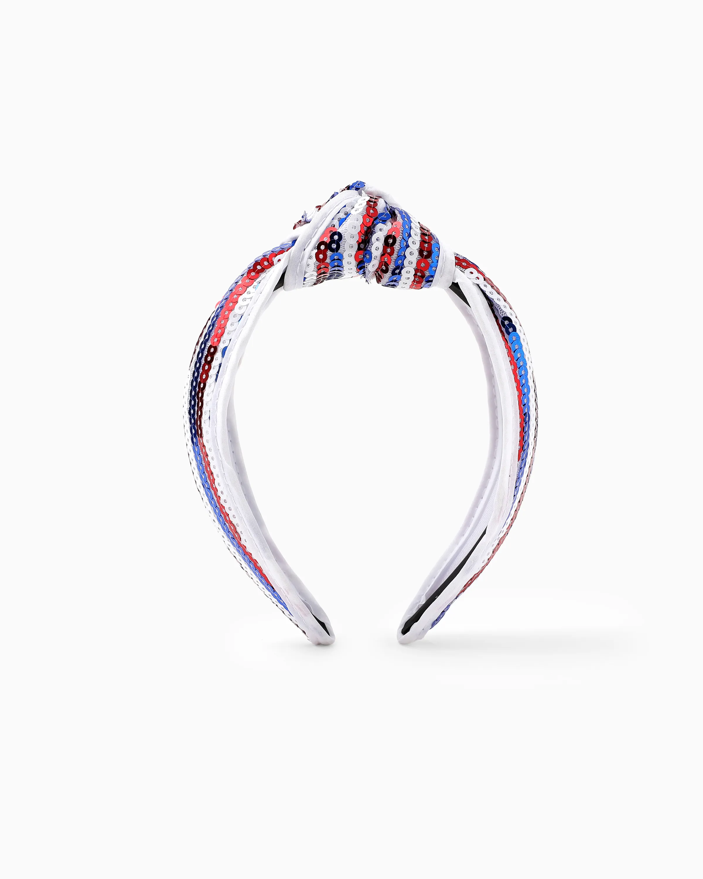 Independence Day Mommy and Me Patriotic Sequin Stripe Knotted Headband White - Image 4