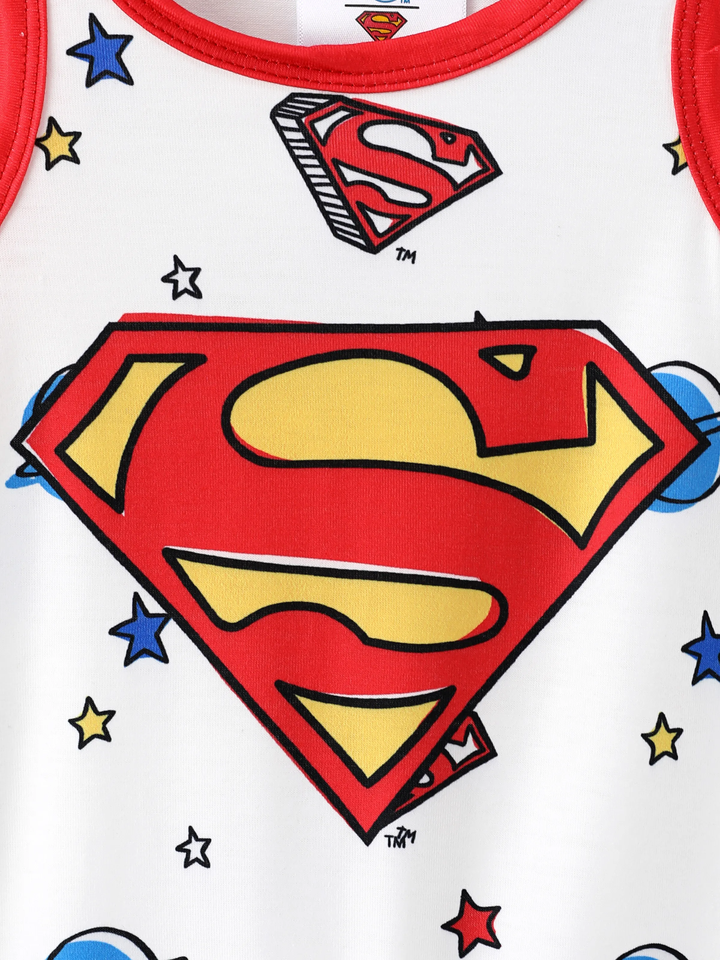 Justice League Baby Boy Batman/Superman Tank Romper RED/WHITE - Image 3