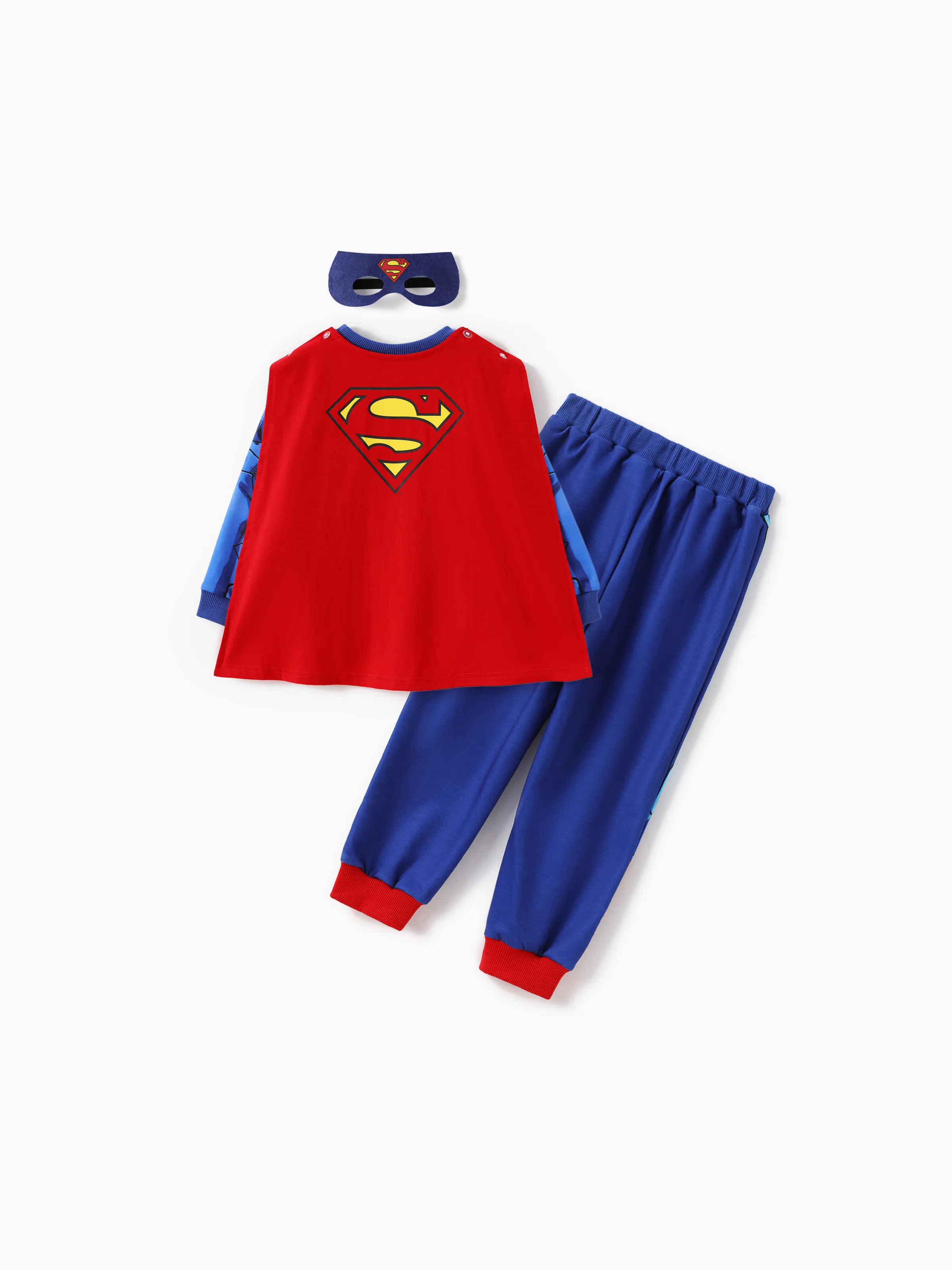 Justice League Toddler Boy Superman/Batman 3pcs Cosplay Costume with Removable Cloak Set Blue - Image 4