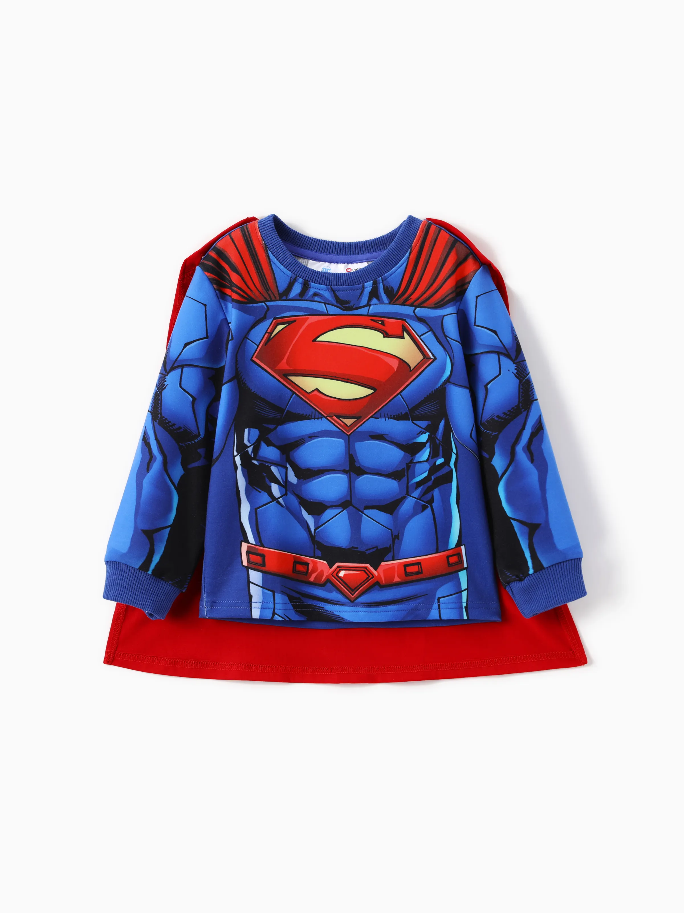 Justice League Toddler Boy Superman/Batman 3pcs Cosplay Costume with Removable Cloak Set Blue - Image 5
