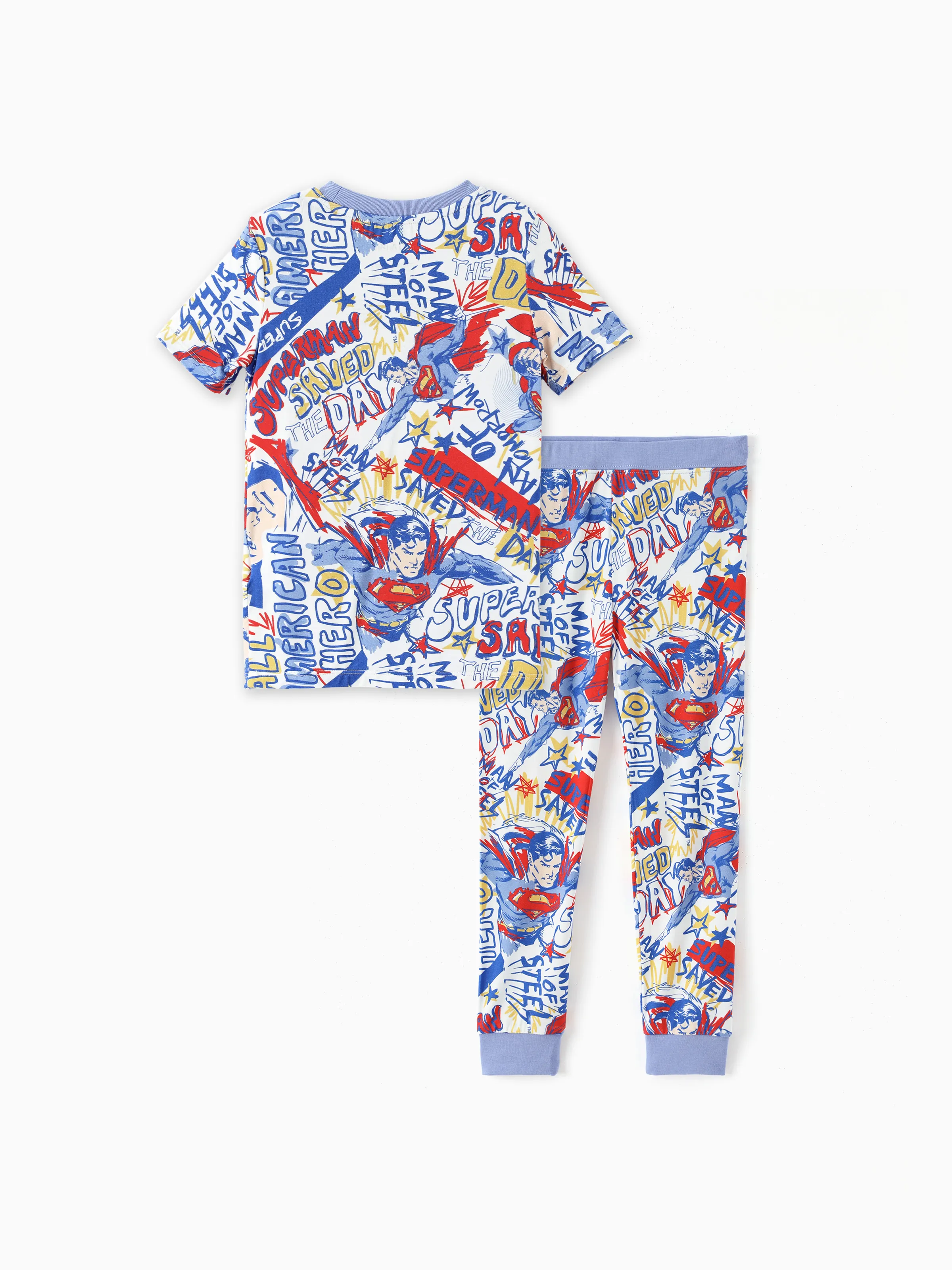 Justice League Toddler/Kid Boy Bamboo Superman 2pcs Snug-Fitting Pajamas Set Blue - Image 3