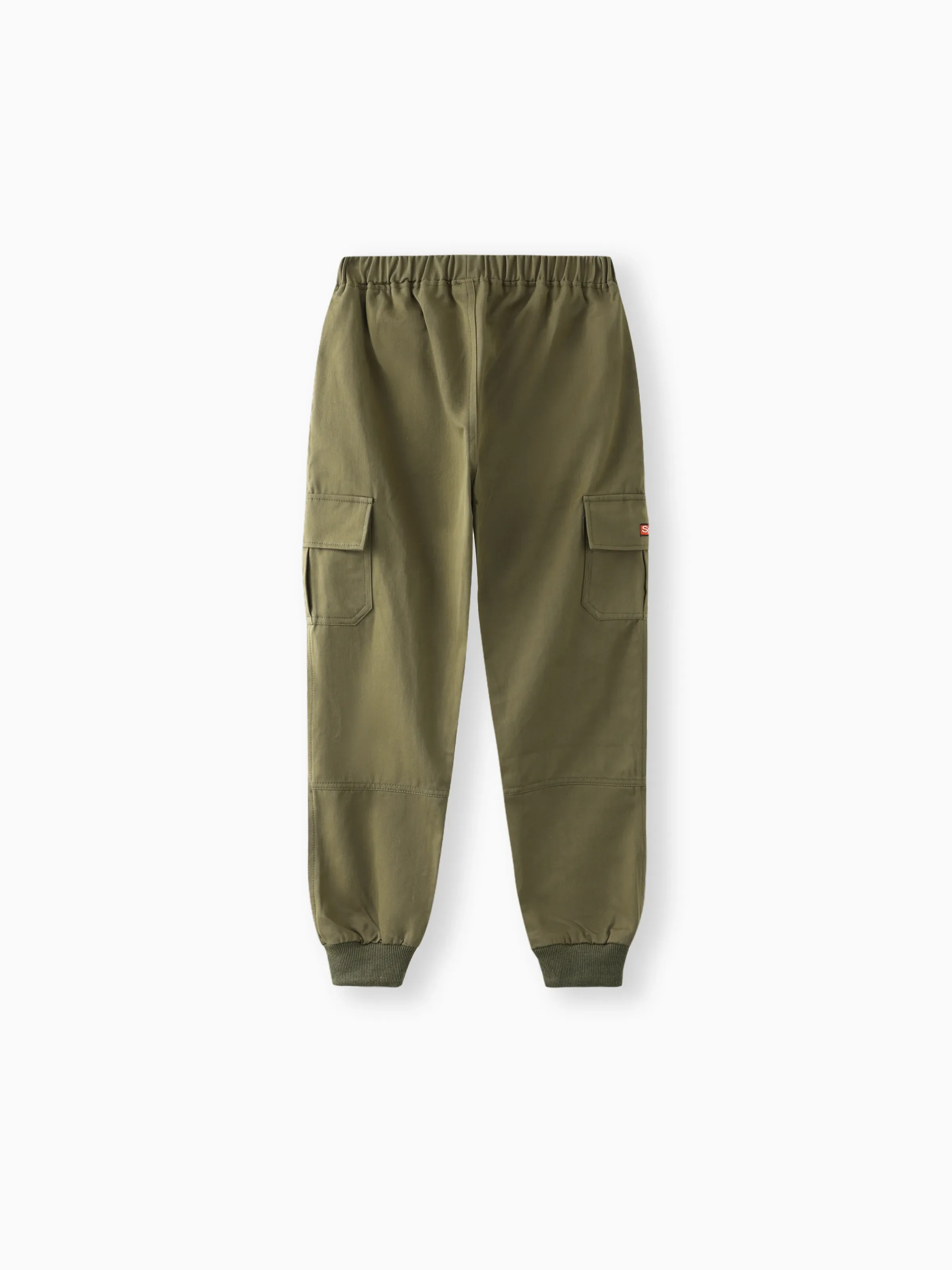 Kid Boy Casual Pocket Design Cotton Cargo Pants Army green - Image 3