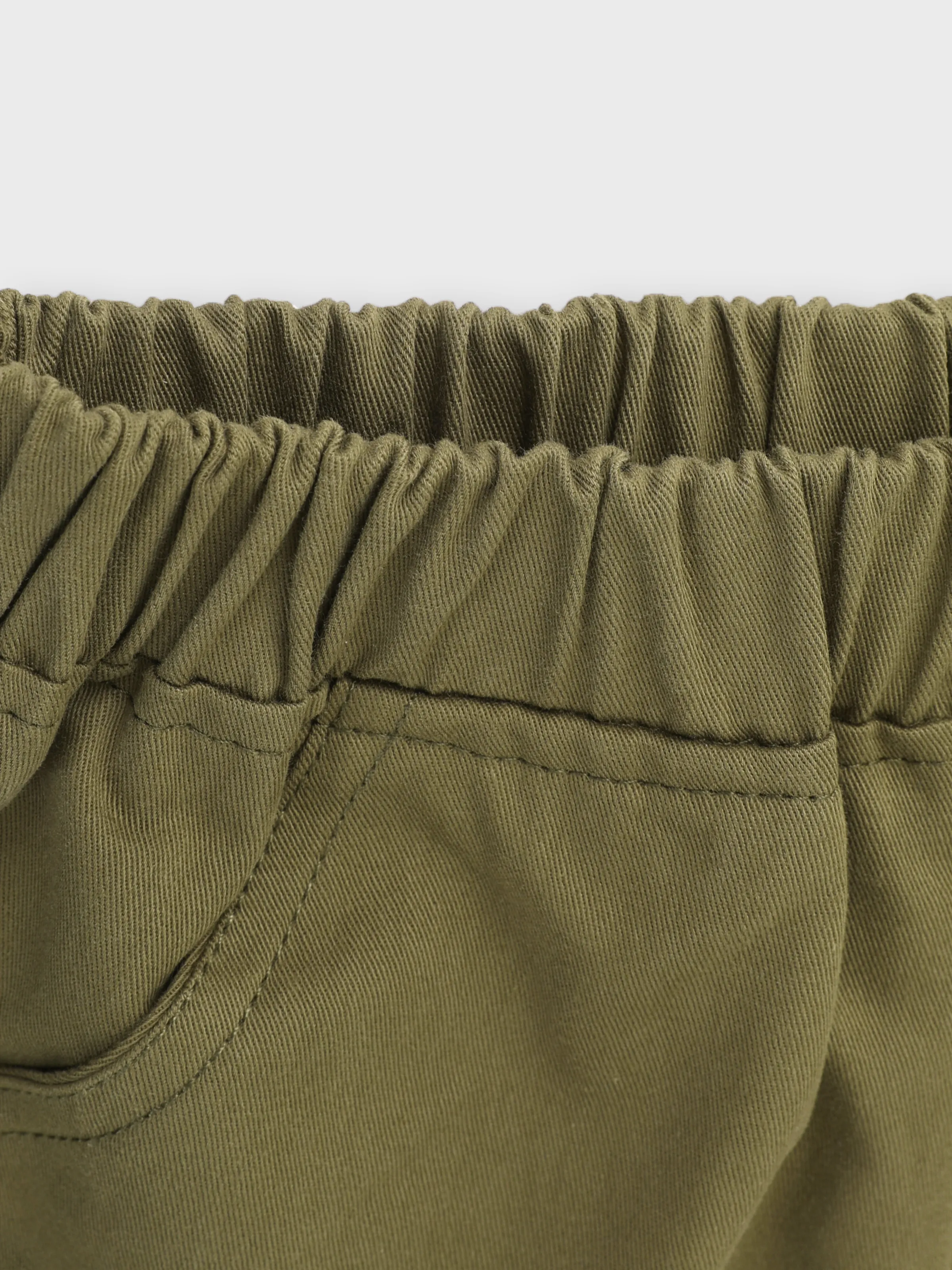 Kid Boy Casual Pocket Design Cotton Cargo Pants Army green - Image 4