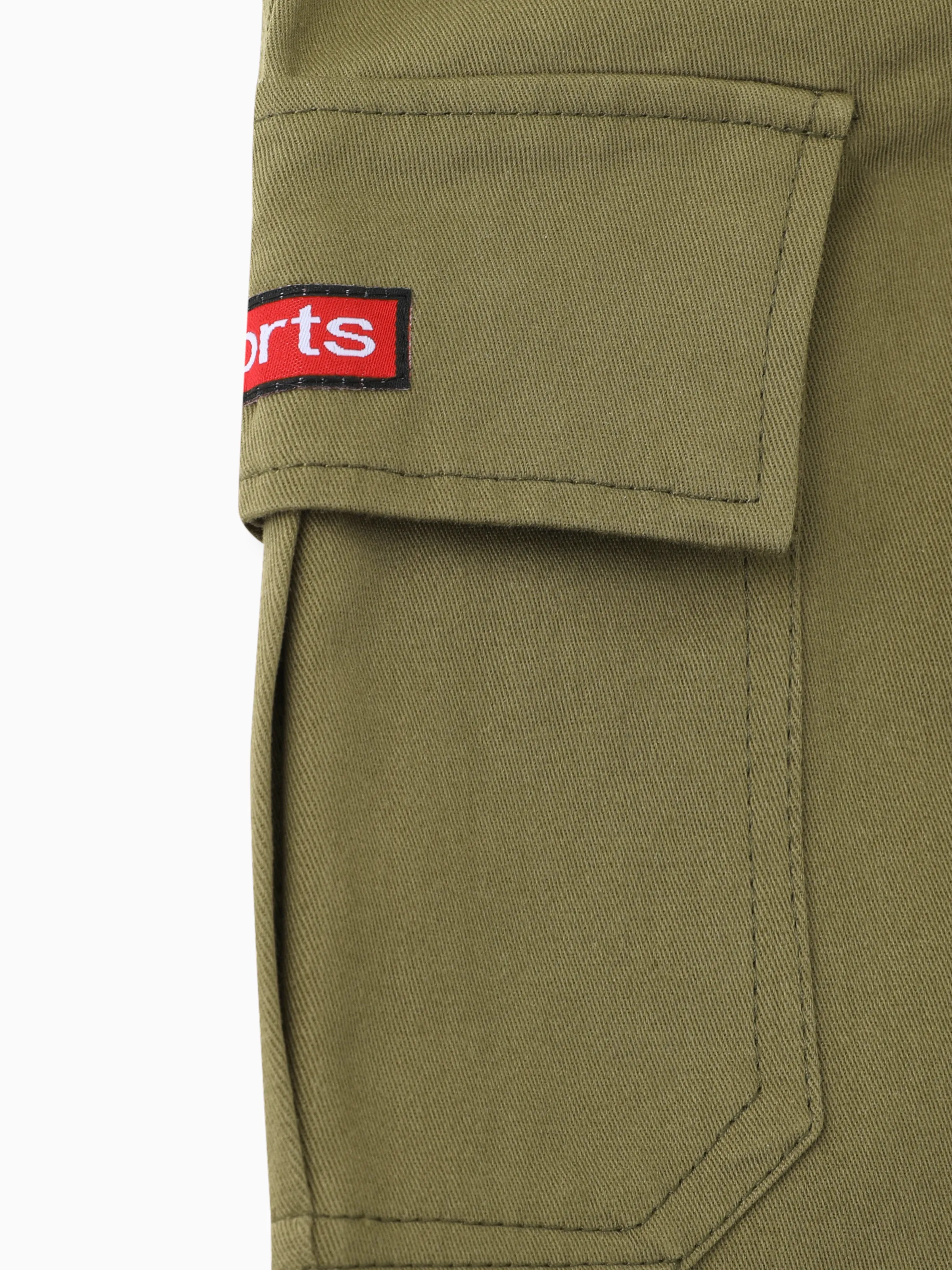 Kid Boy Casual Pocket Design Cotton Cargo Pants Army green - Image 6
