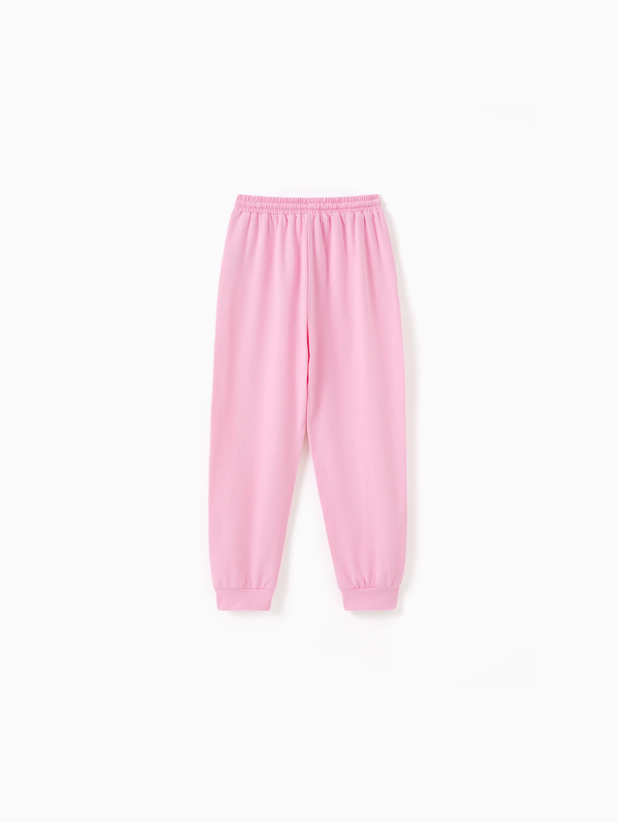 Kid Girl Casual Cotton Elasticized Pocket Pants Pink - Image 3
