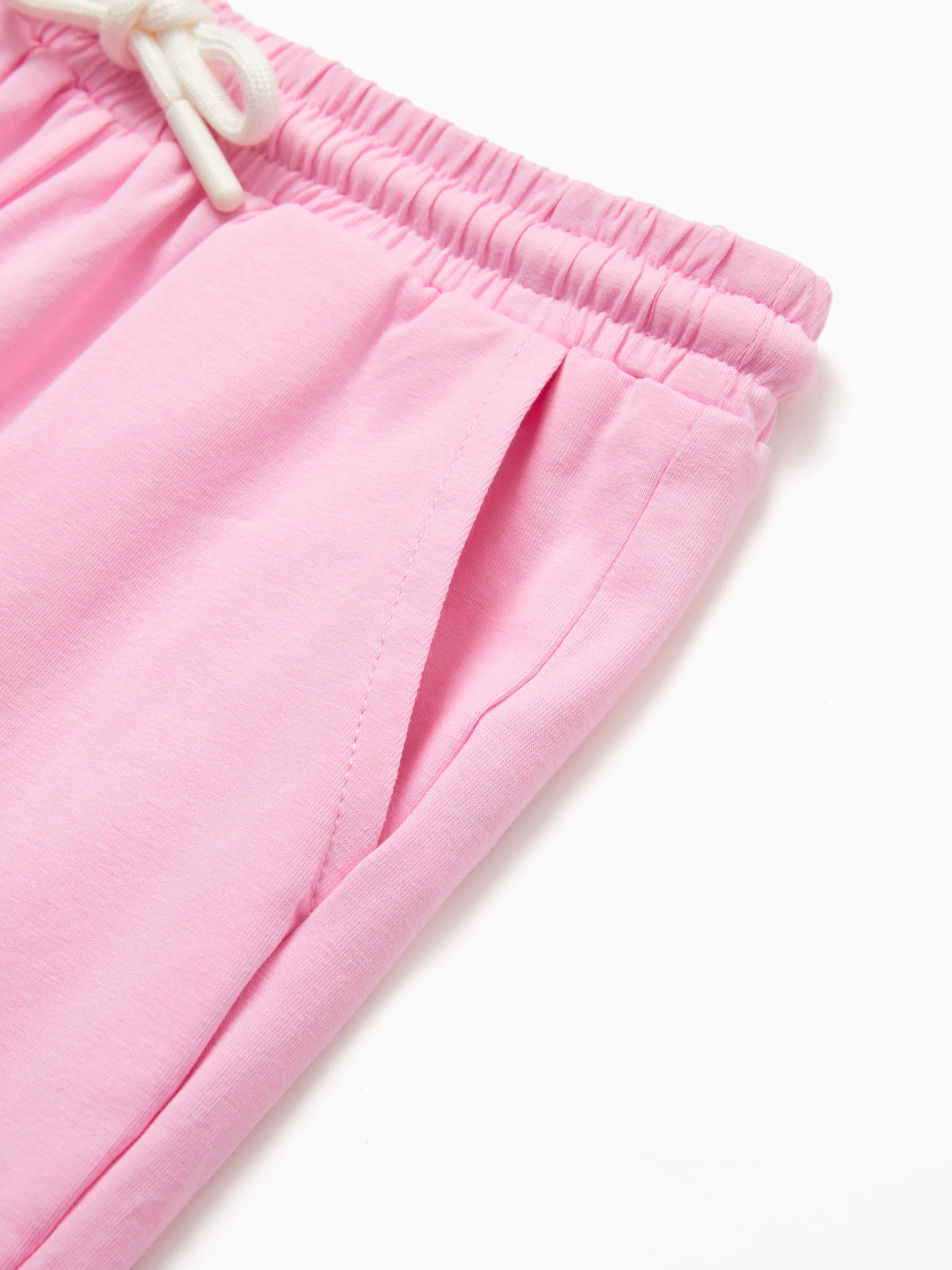 Kid Girl Casual Cotton Elasticized Pocket Pants Pink - Image 4